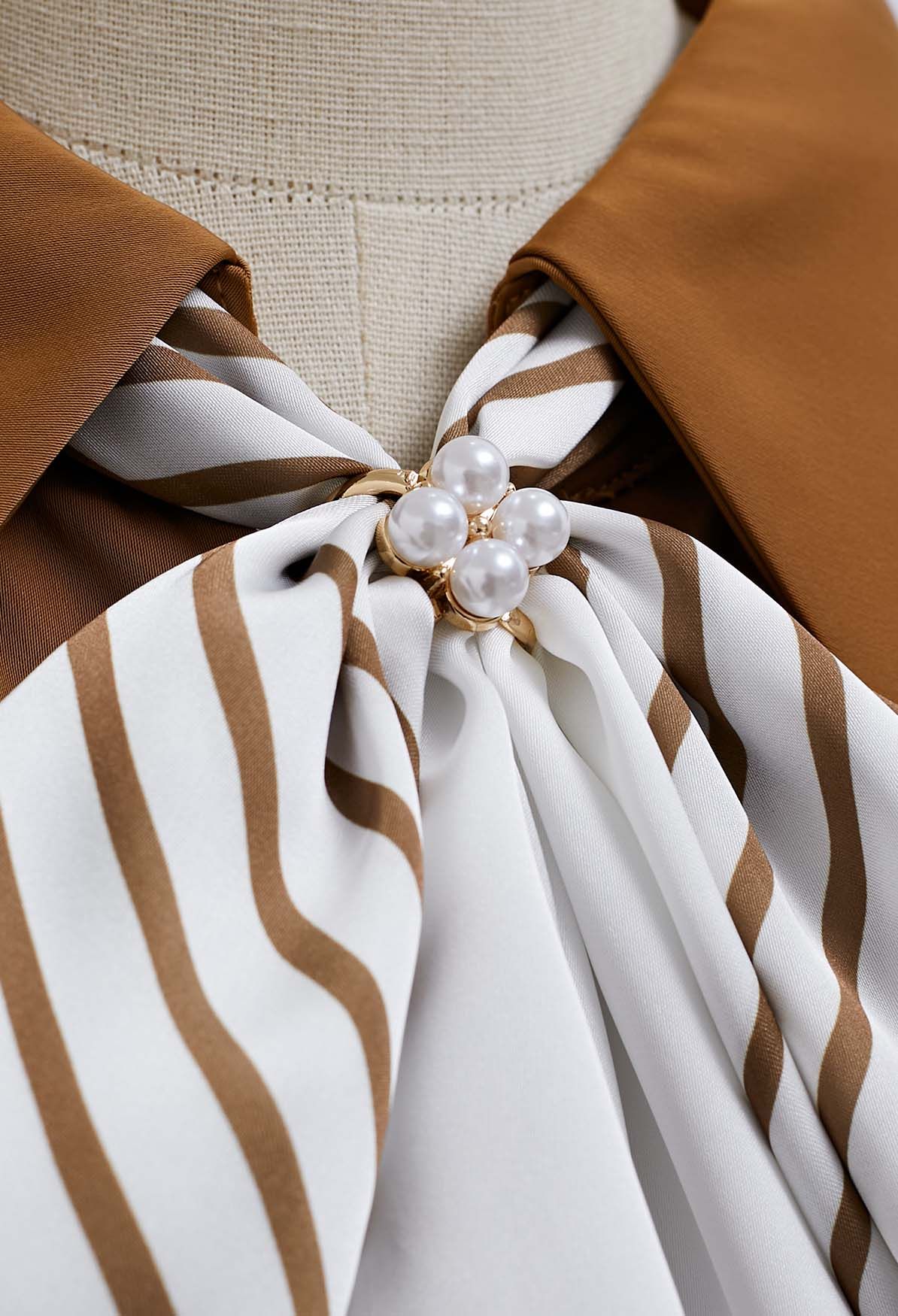 Vogue Detachable Bowknot Satin Shirt in Pumpkin