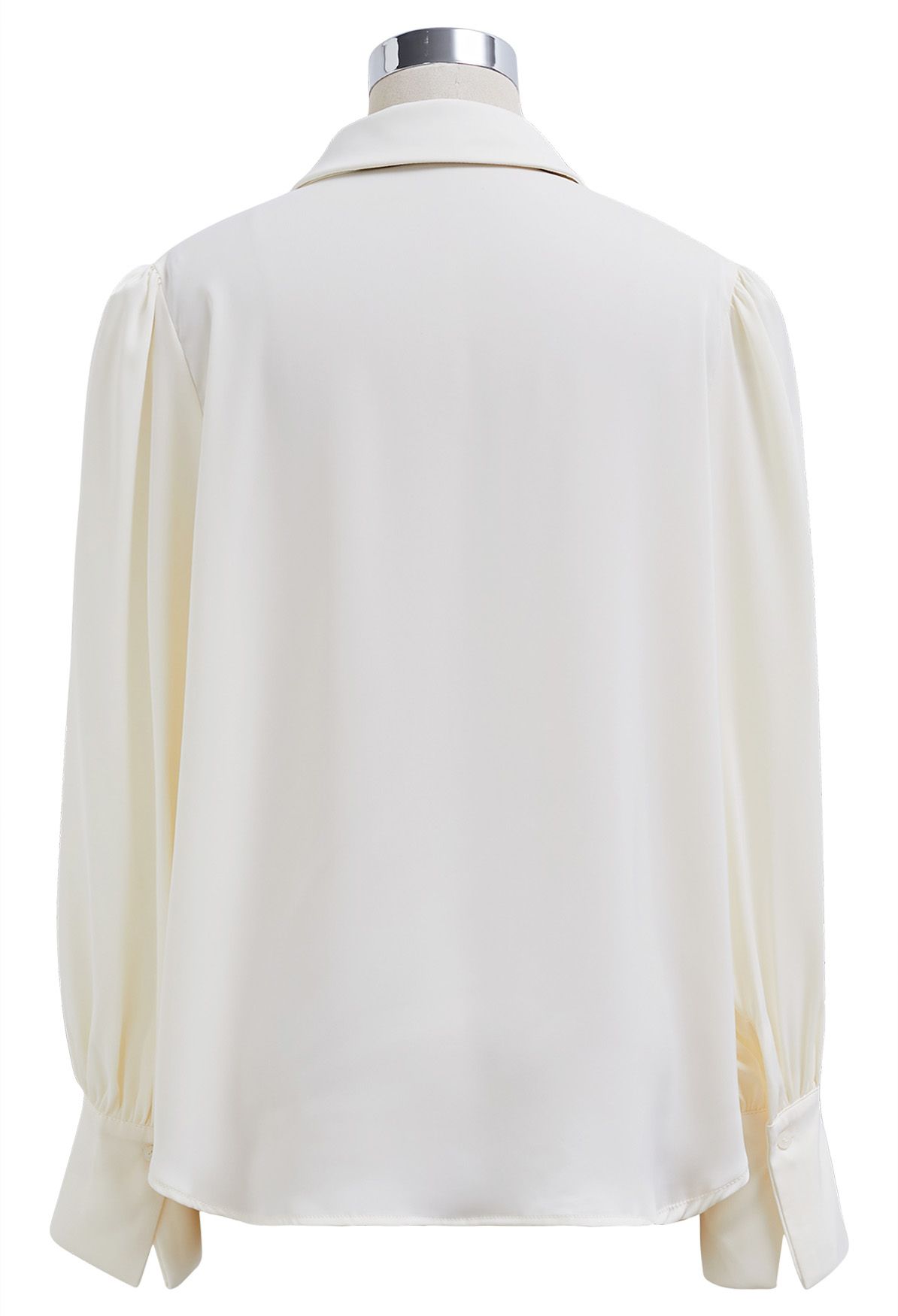 Vogue Detachable Bowknot Satin Shirt in Cream