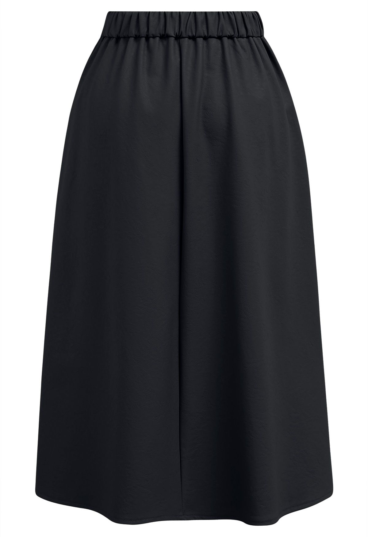 Faux Leather Pleated Flare Midi Skirt in Black - Retro, Indie and ...