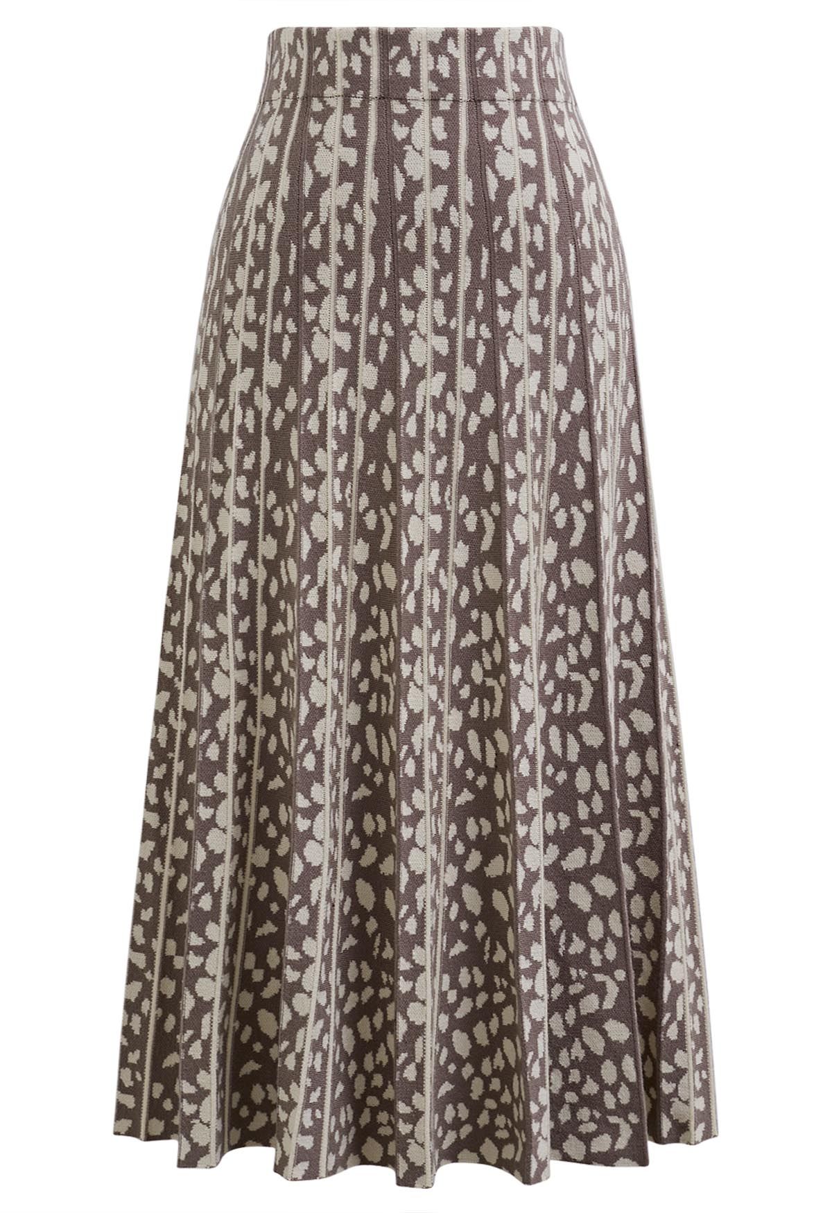 Irregular Spot Pattern Knit Skirt in Light Tan