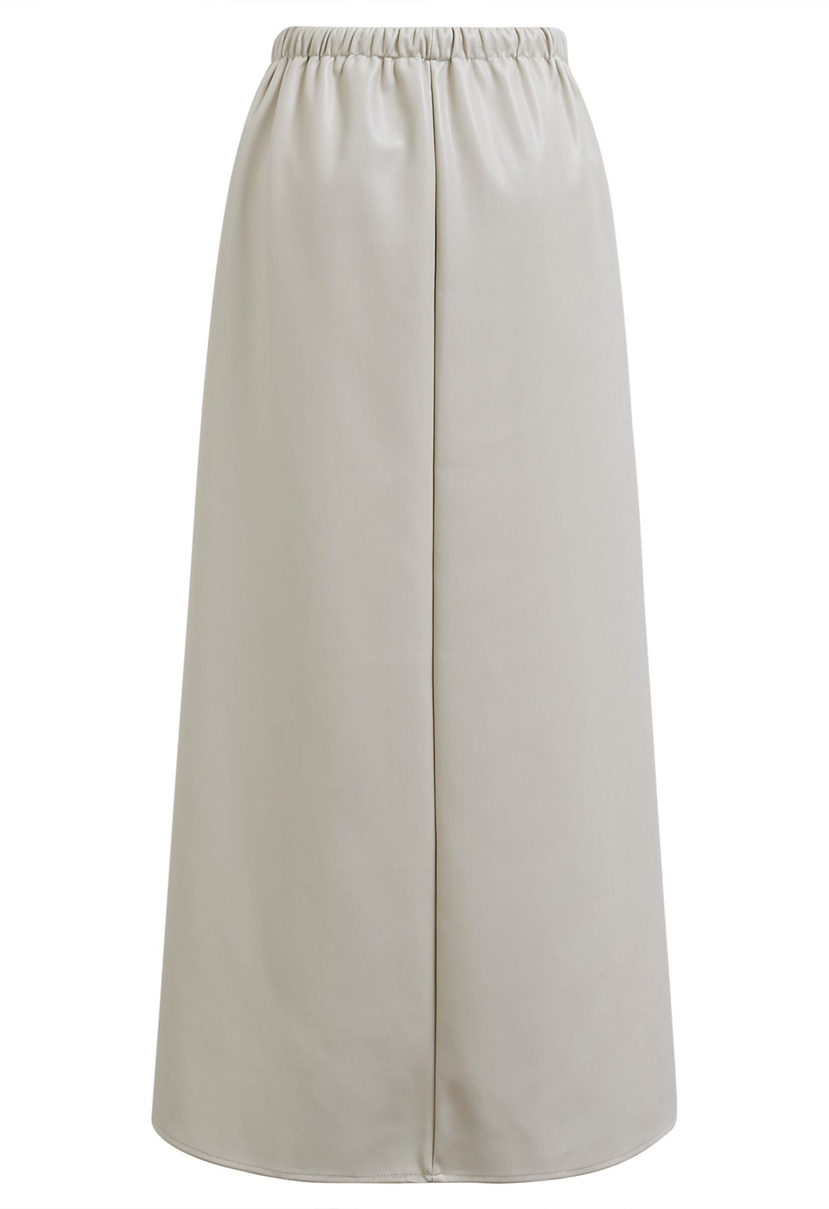 Drawstring Waist Faux Leather Maxi Skirt in Ivory