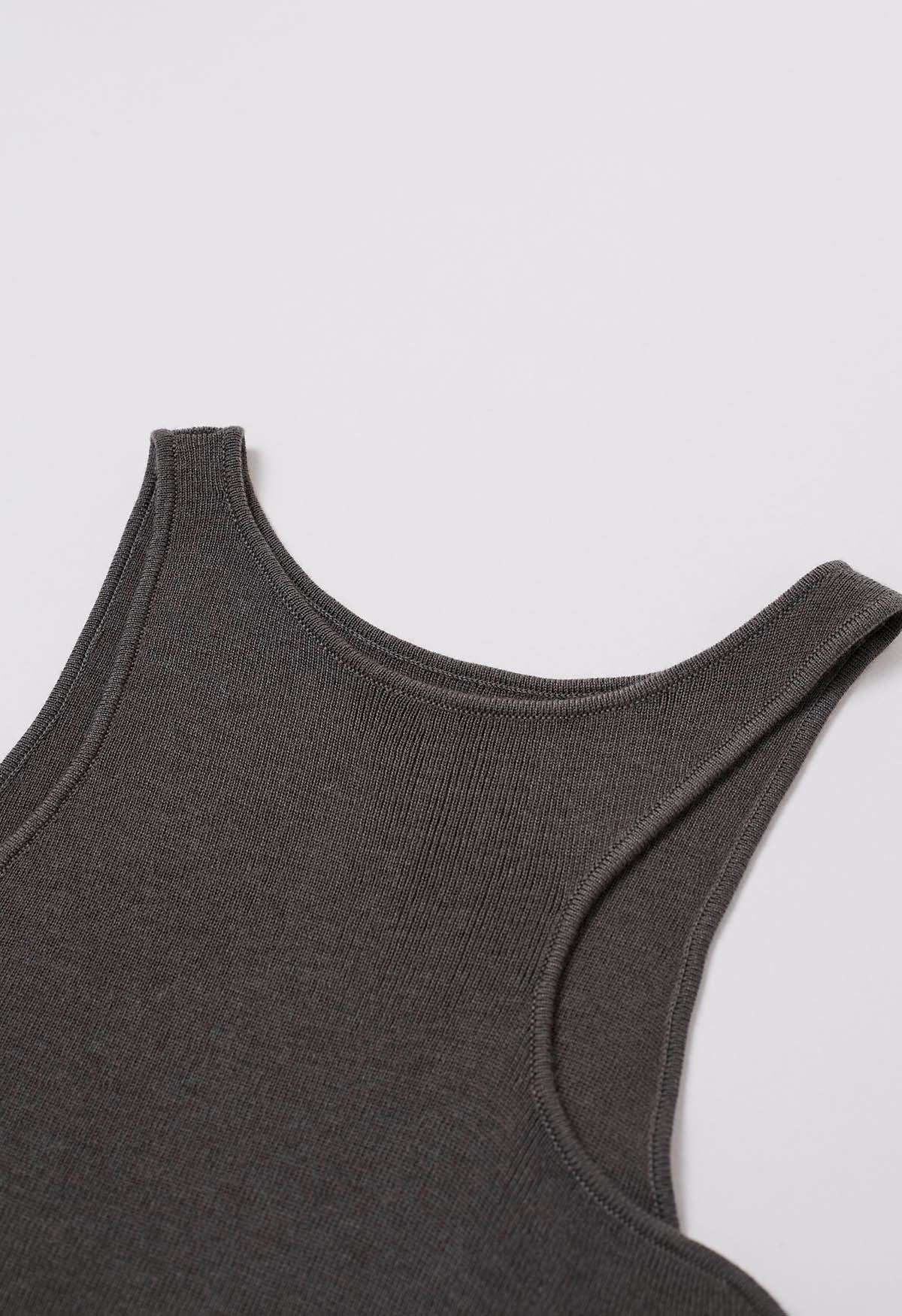 Chic Impression Knit Tank Top in Smoke