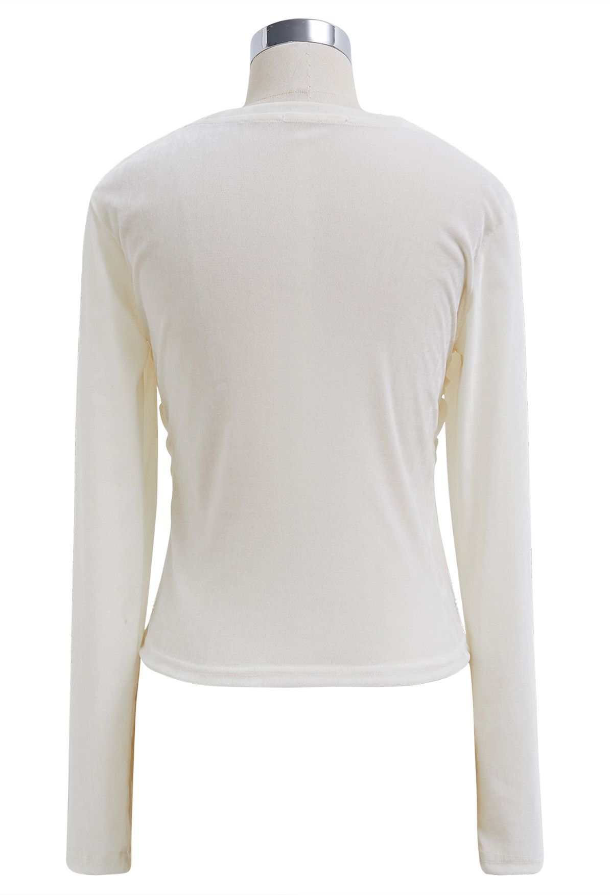 Lithesome Ruched Long Sleeve Top in Cream