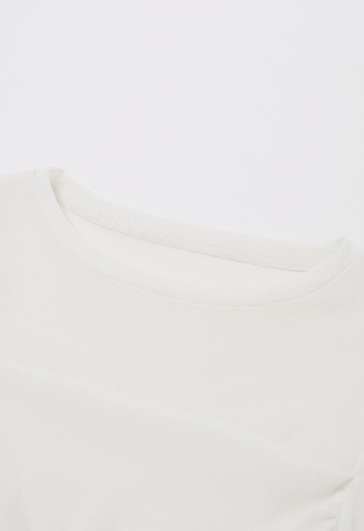 Lithesome Ruched Long Sleeve Top in Cream