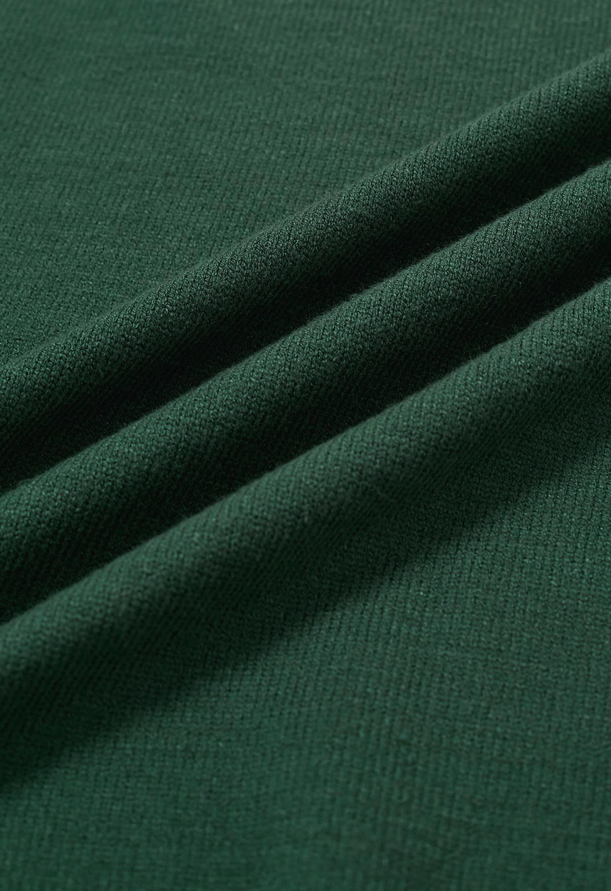 Contrast Edge Open Front Longline Knit Cardigan in Dark Green