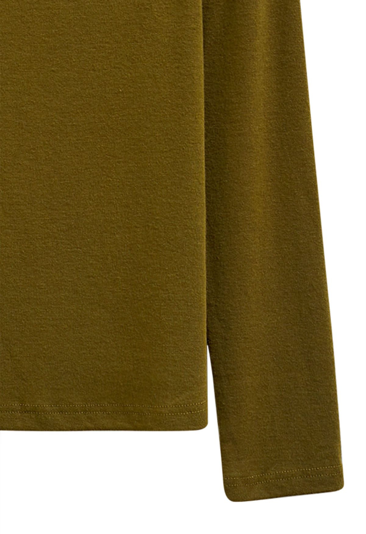 Extra Soft Cutout Neckline Top in Moss Green