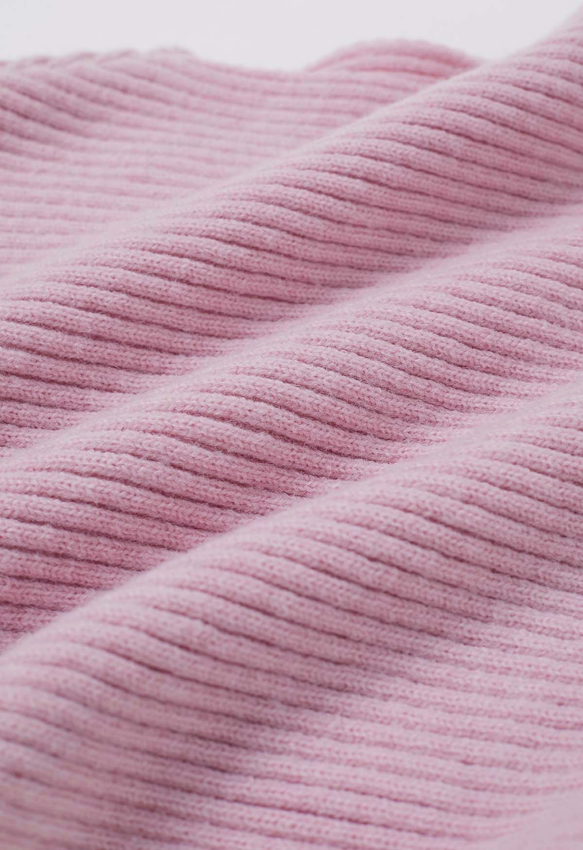 Dramatic Batwing Sleeve Ribbed Knit Sweater in Pink - Retro, Indie and ...