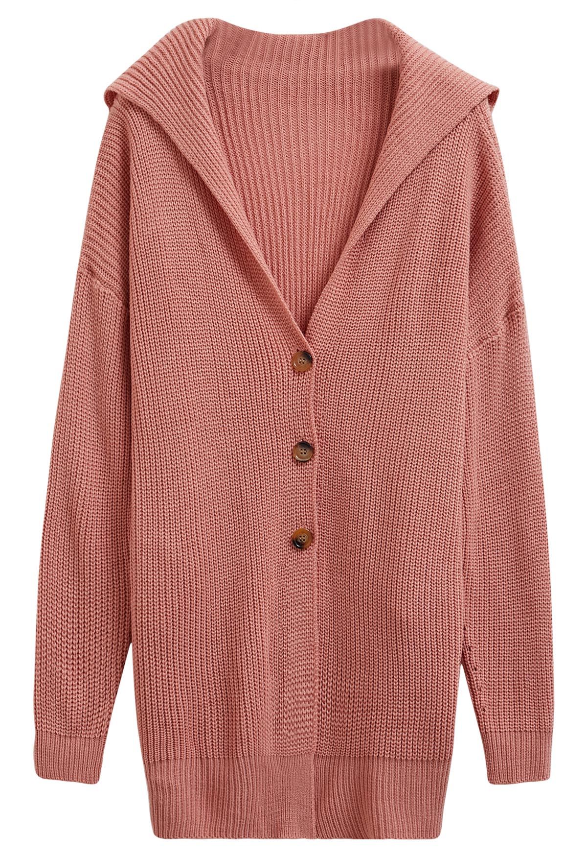 Coral Pointelle Button Down Cardigan