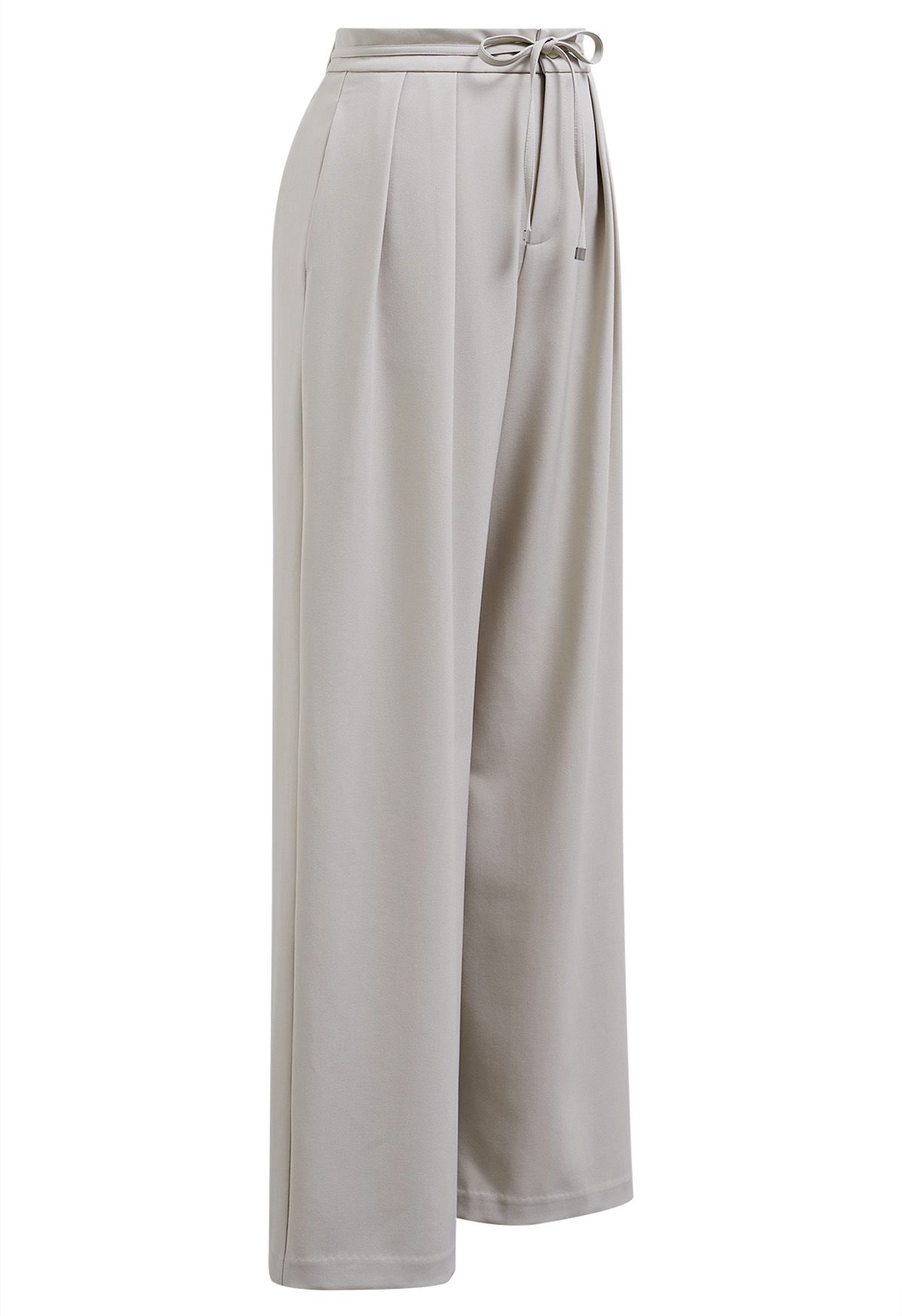 Gentle Pleats Side Pockets Straight-Leg Pants in Ivory