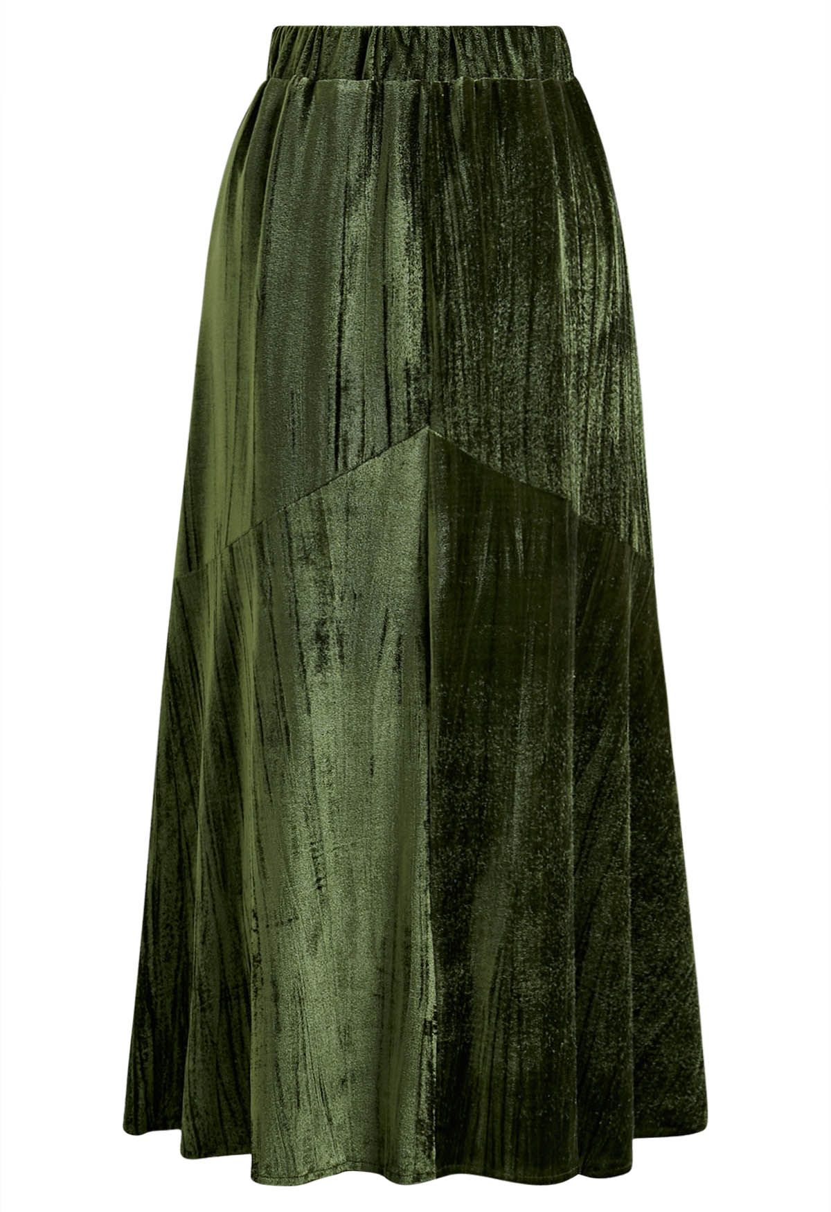 Green velvet outlet skirt