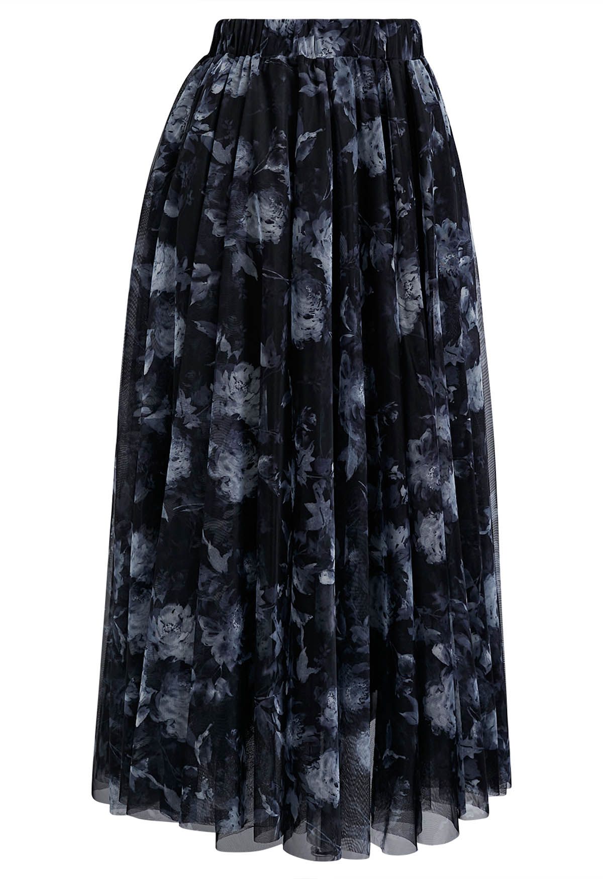 Midnight Garden Double-Layered Mesh Tulle Skirt