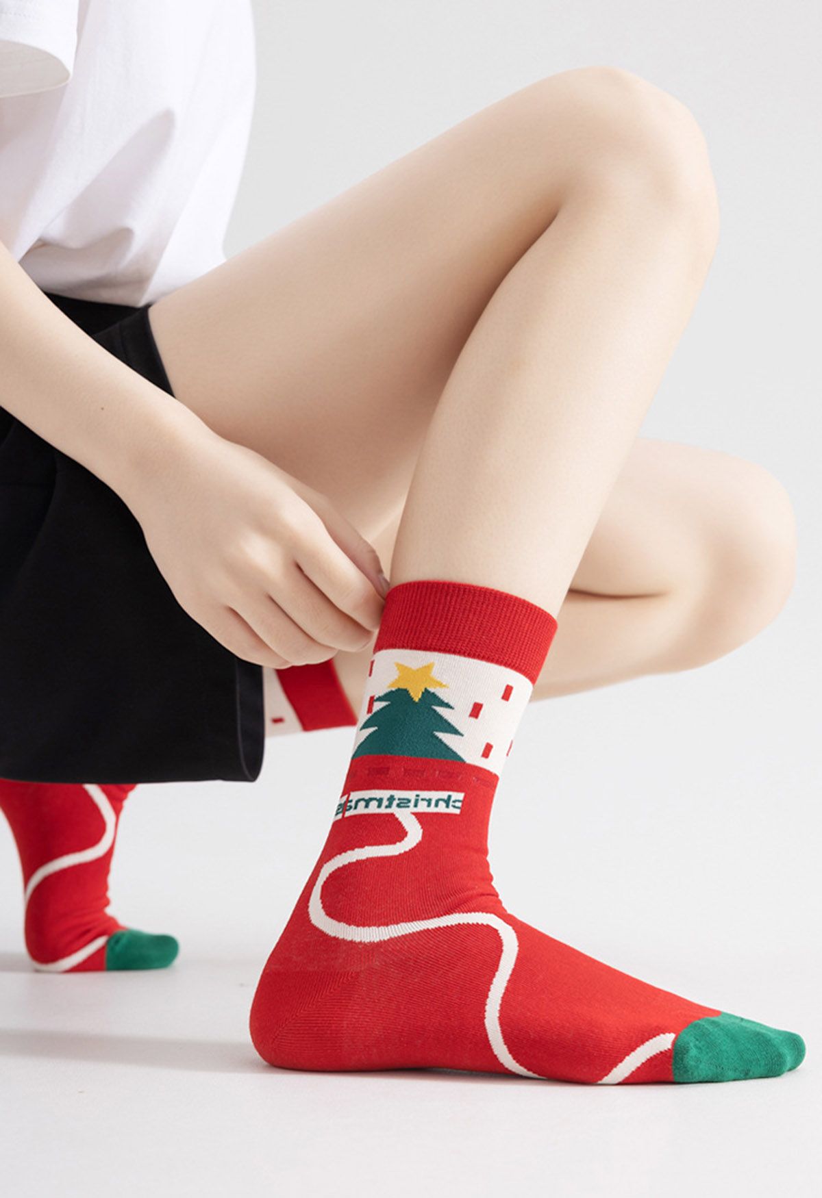 Merry Christmas Crew Socks in Red