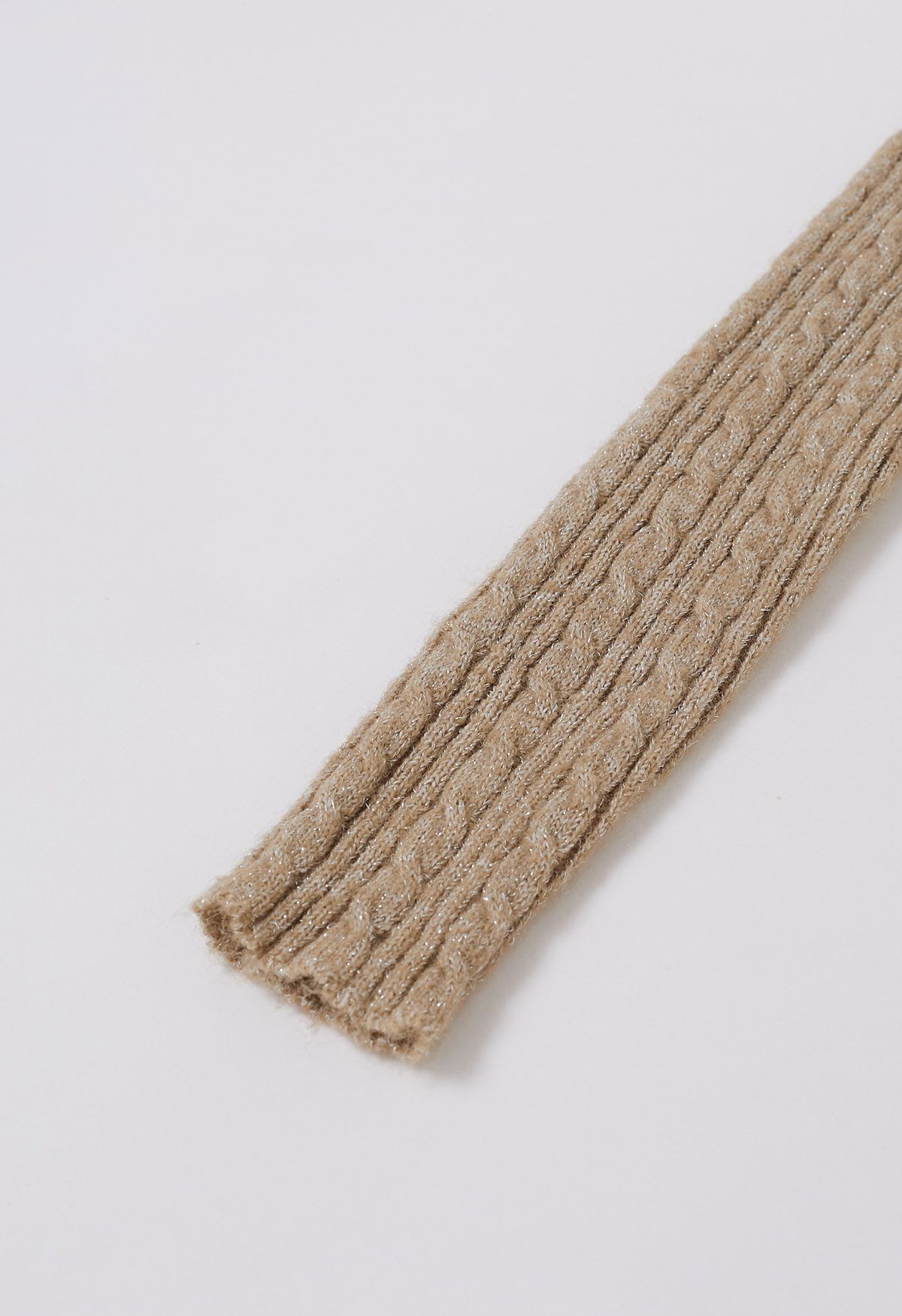 Folded Shoulder Cable Knit Top in Camel