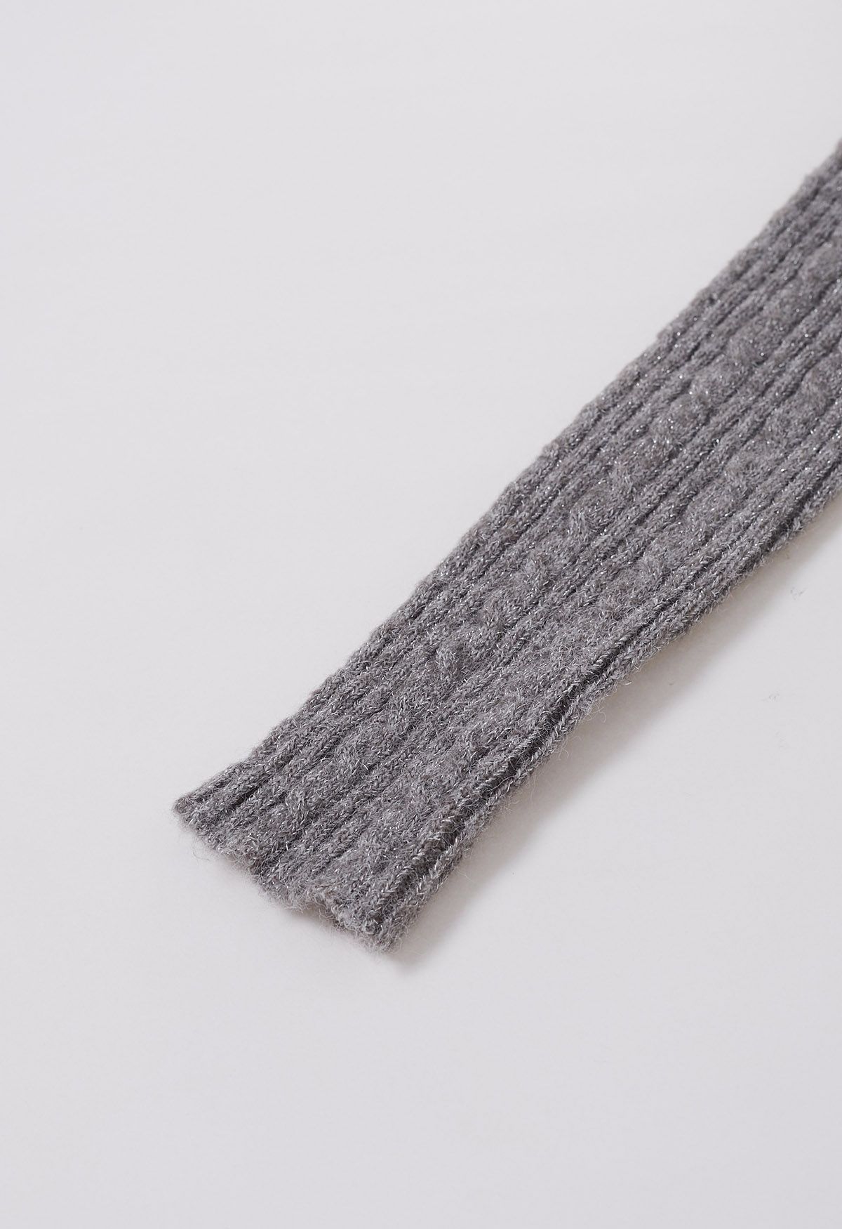 Folded Shoulder Cable Knit Top in Grey