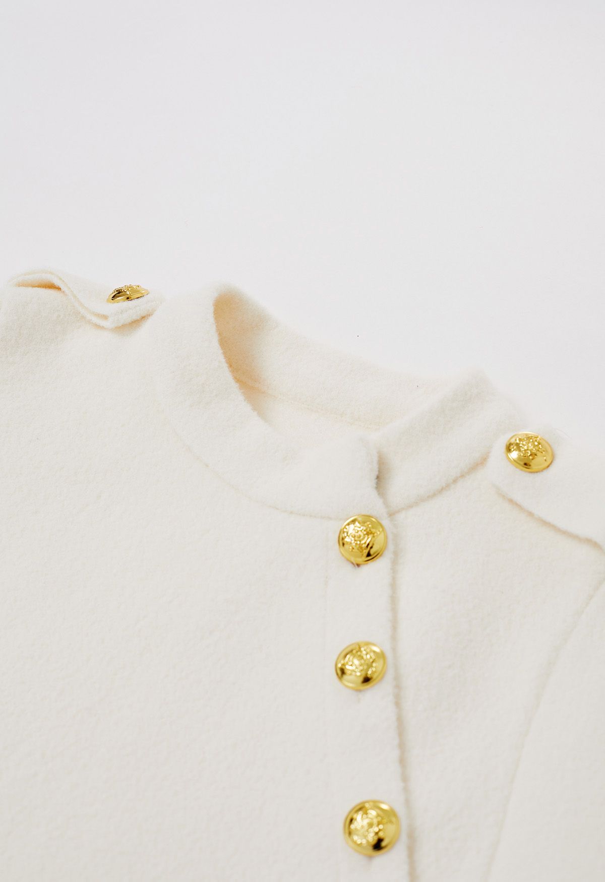 Golden Button Belted Cape Coat in Ivory