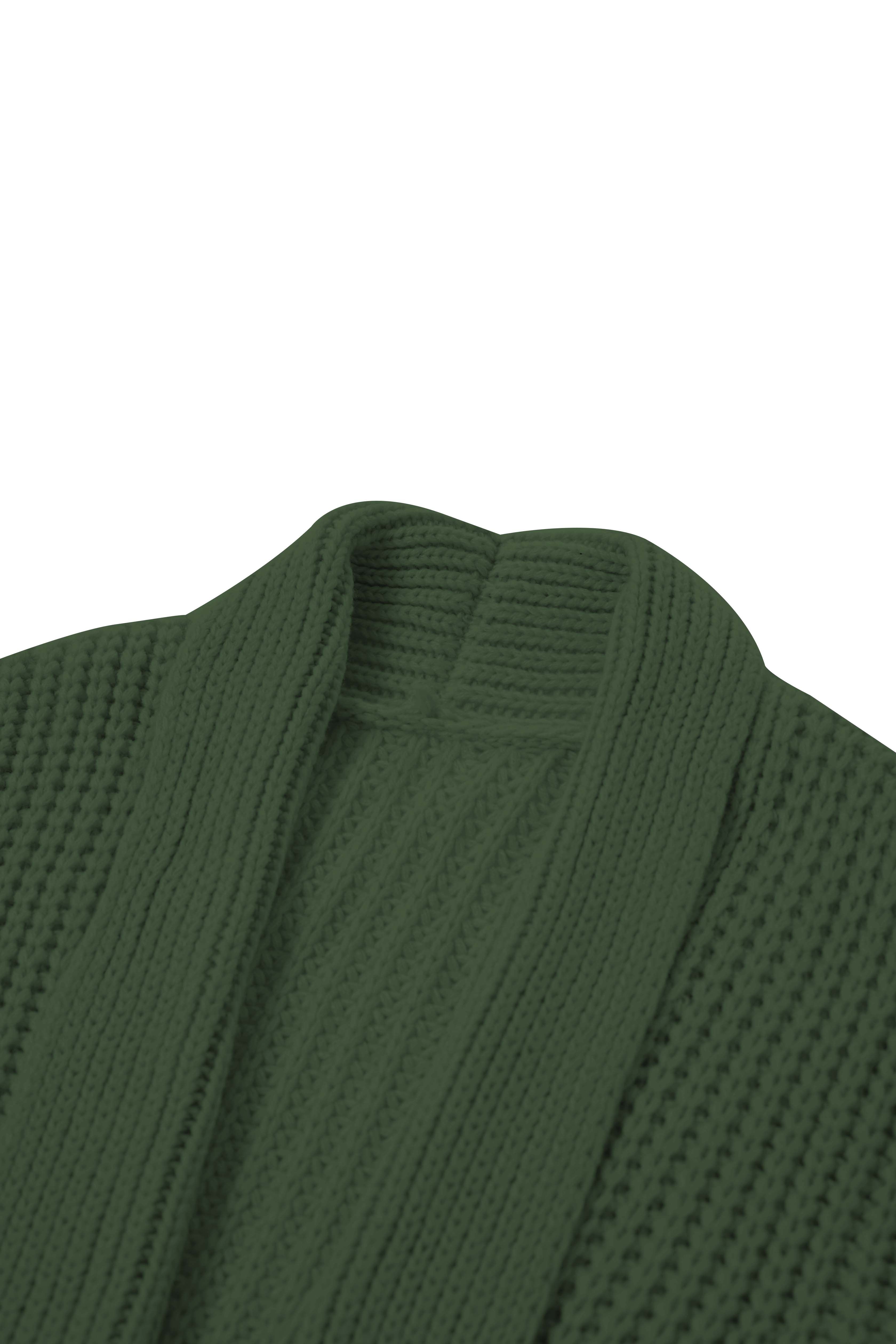 Swanky Open Front Longline Knit Cardigan in Dark Green