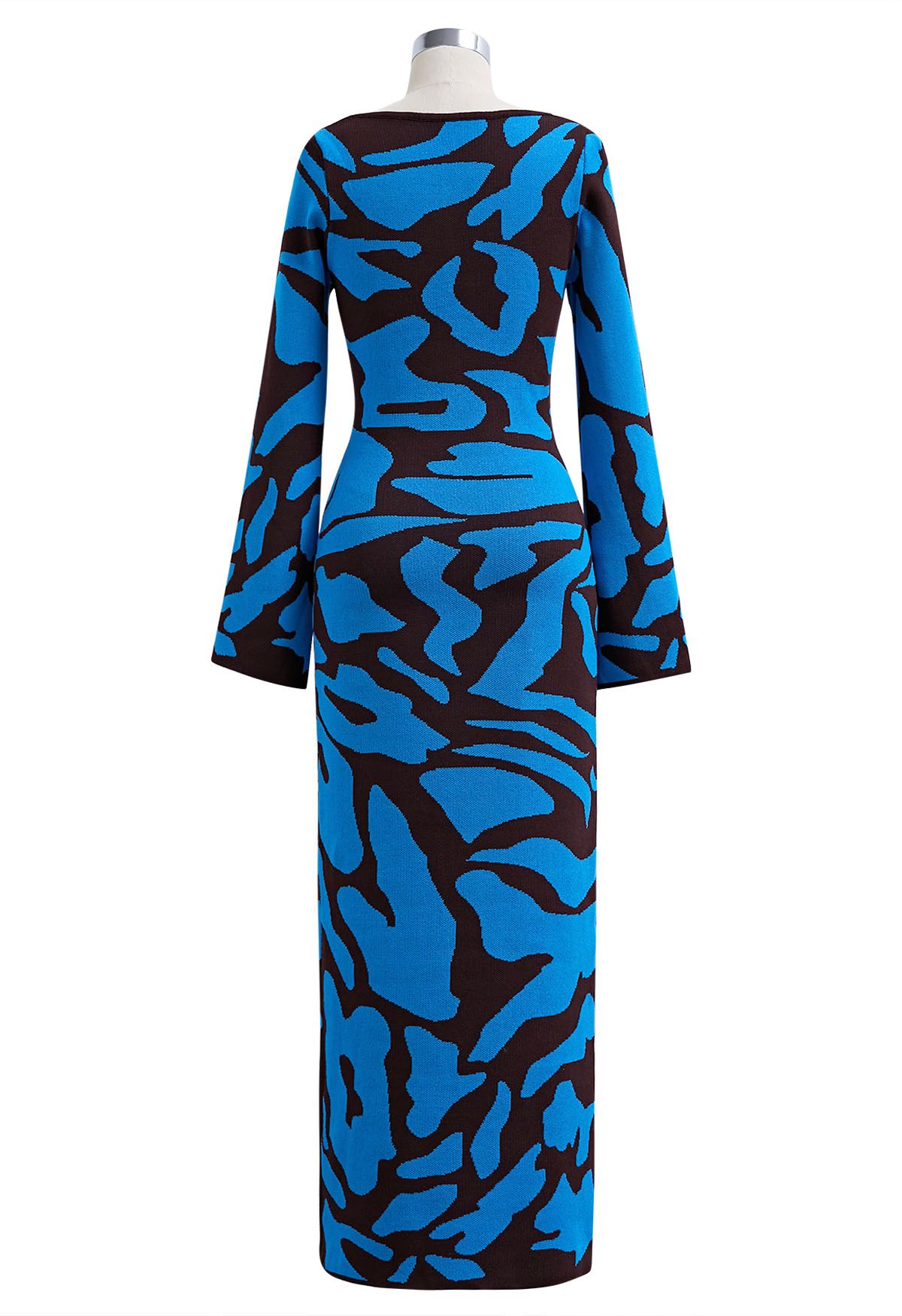 Graphic Print Fitted Knit Maxi Dress