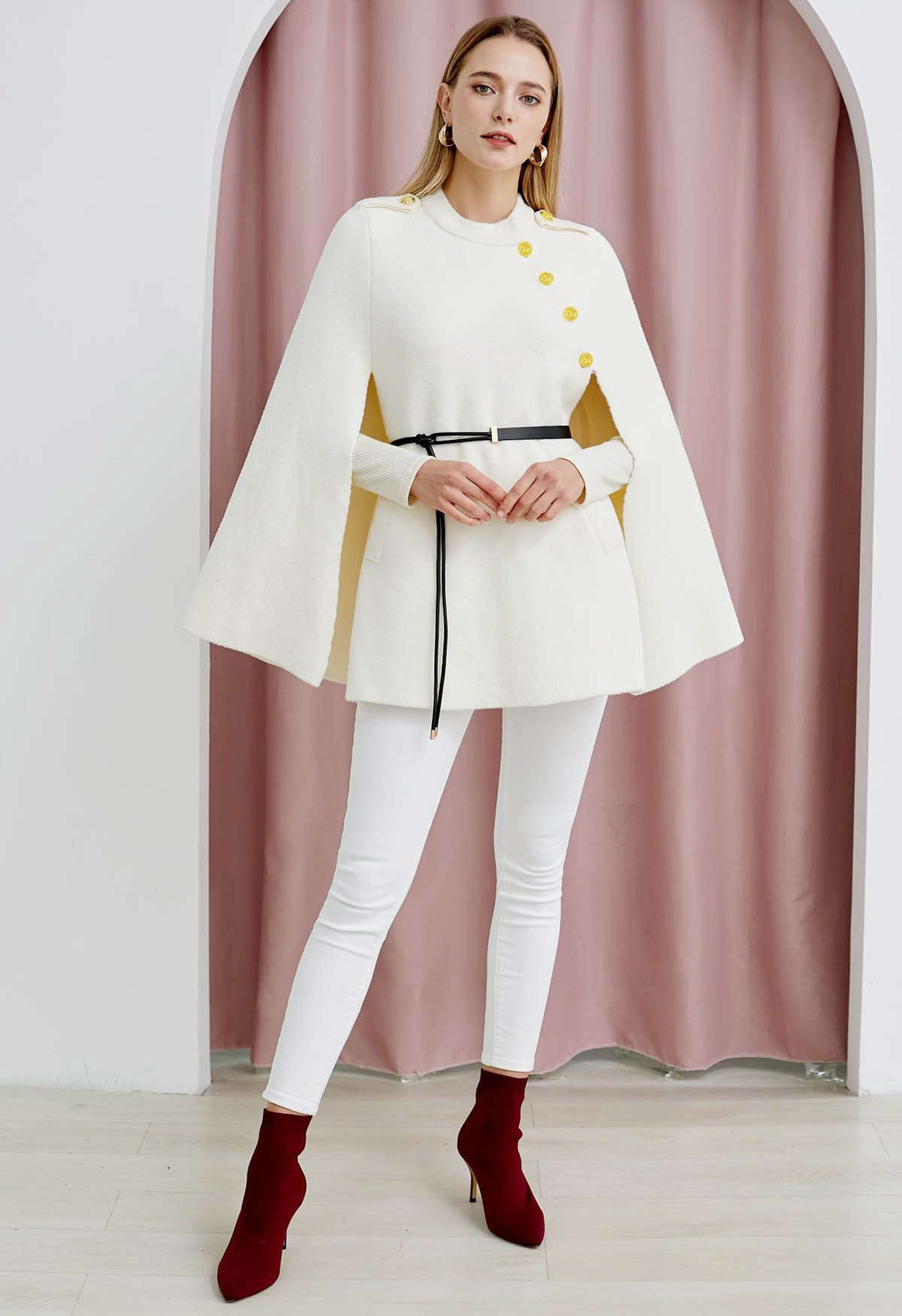 Ivory cape coat hotsell