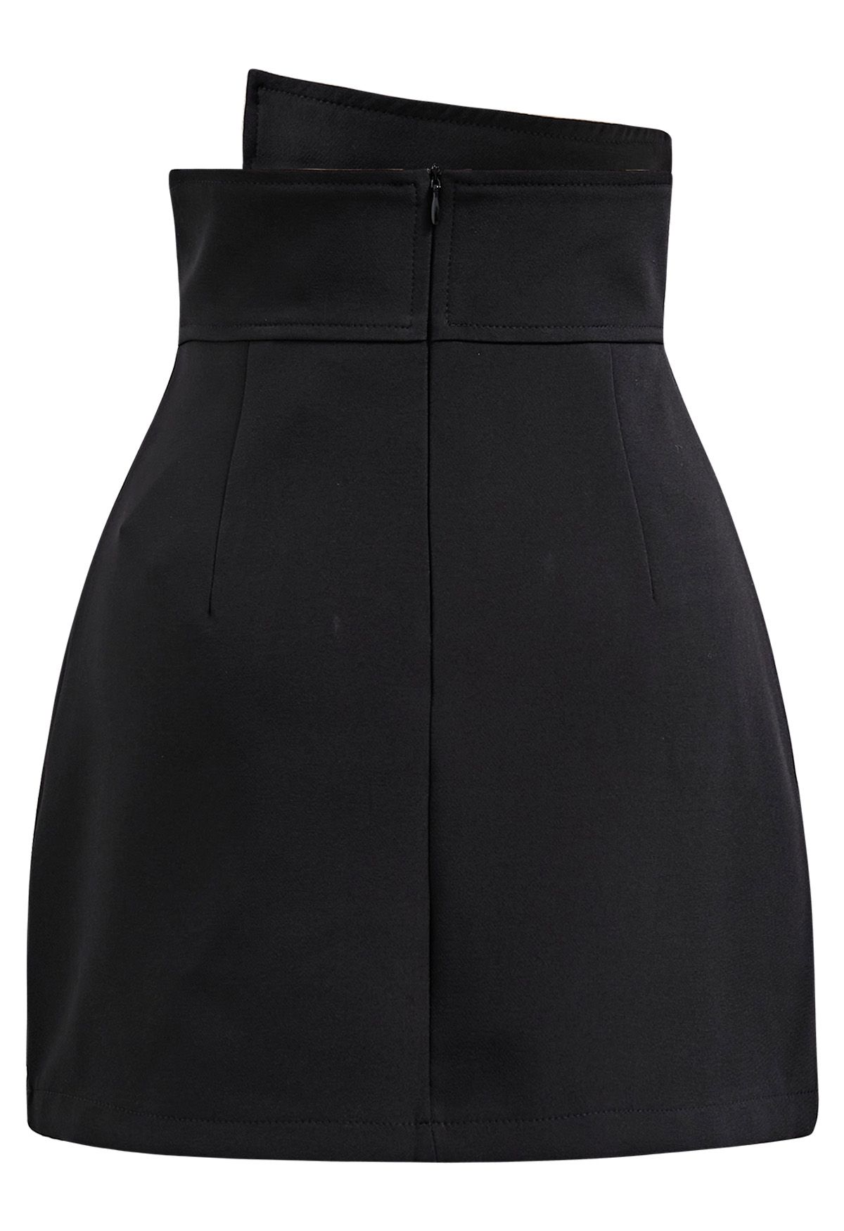 Asymmetric Buttoned Flap Mini Skirt in Black - Retro, Indie and Unique ...