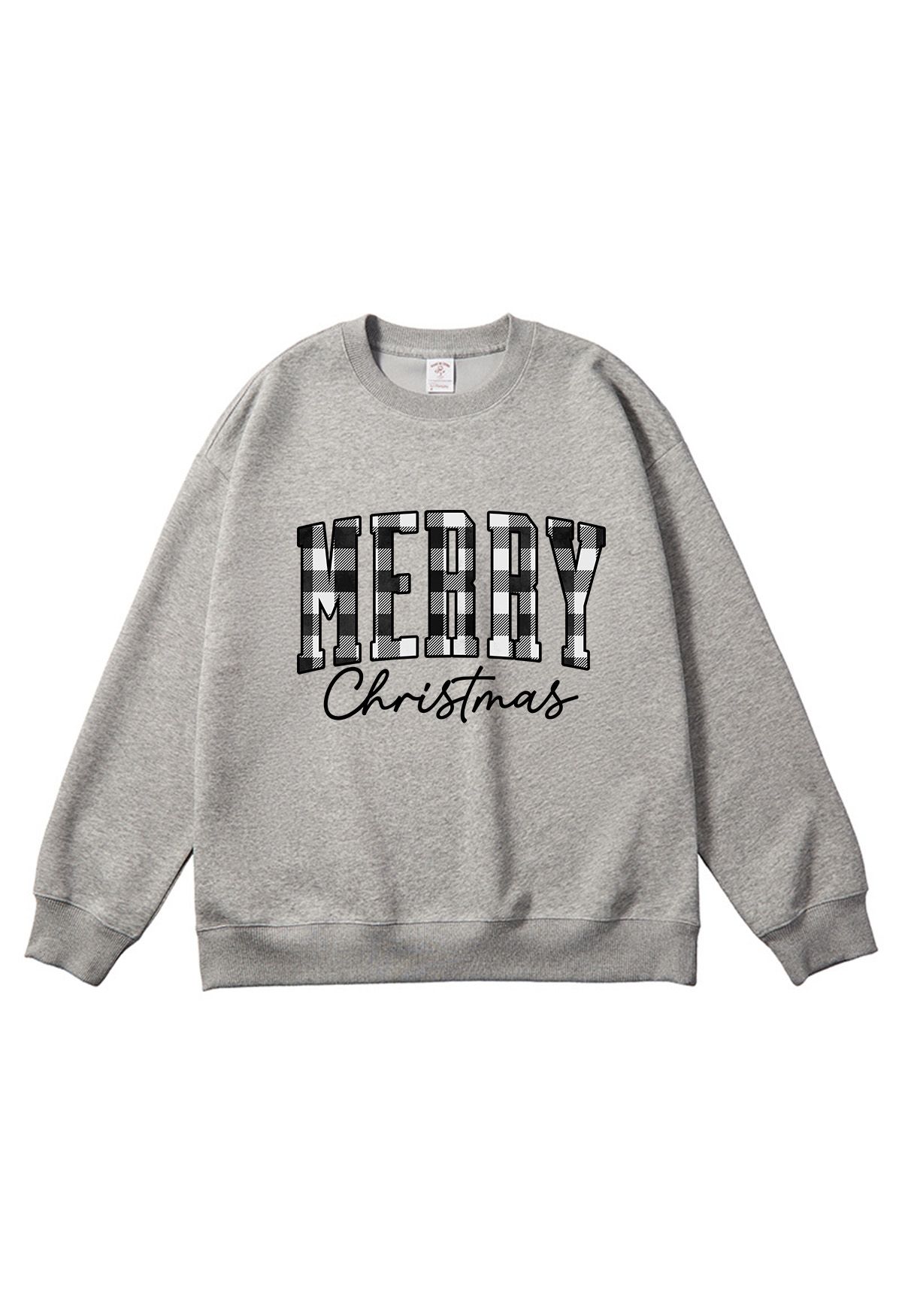 Grey Check Letter Printed Sweatshirt