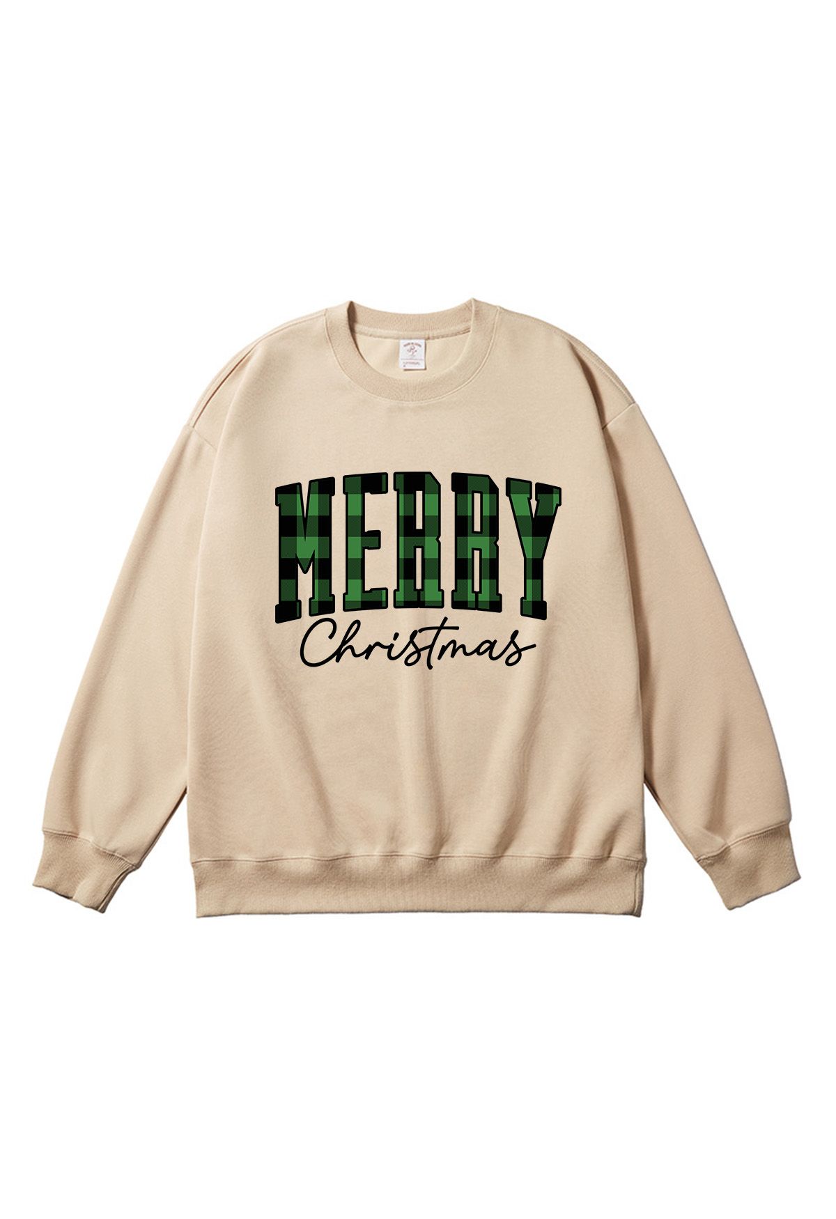 Green Check Letter Printed Sweatshirt