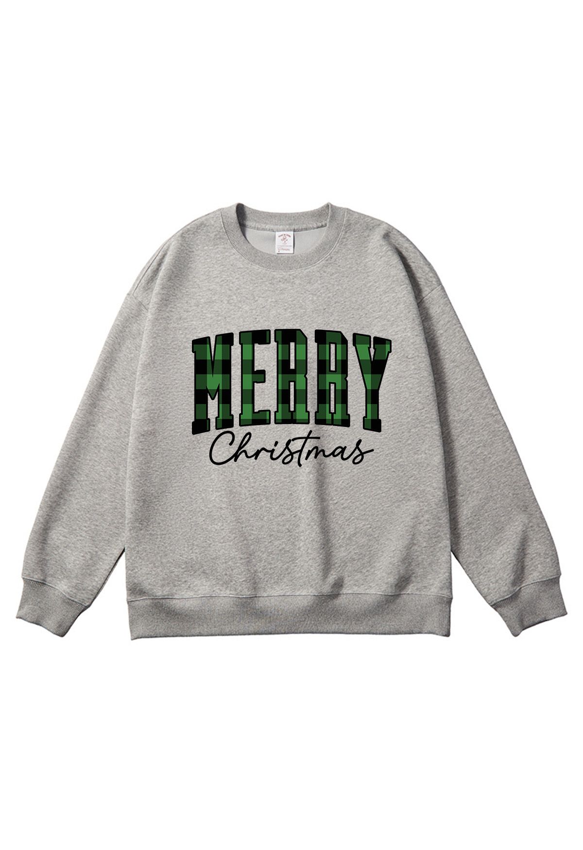 Green Check Letter Printed Sweatshirt