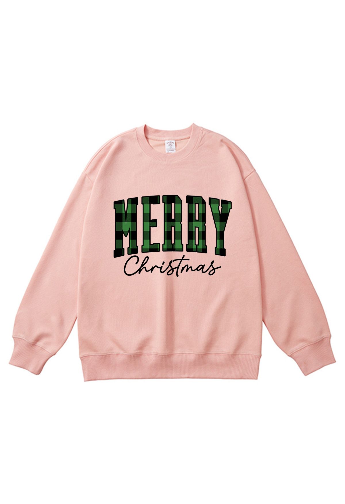 Green Check Letter Printed Sweatshirt