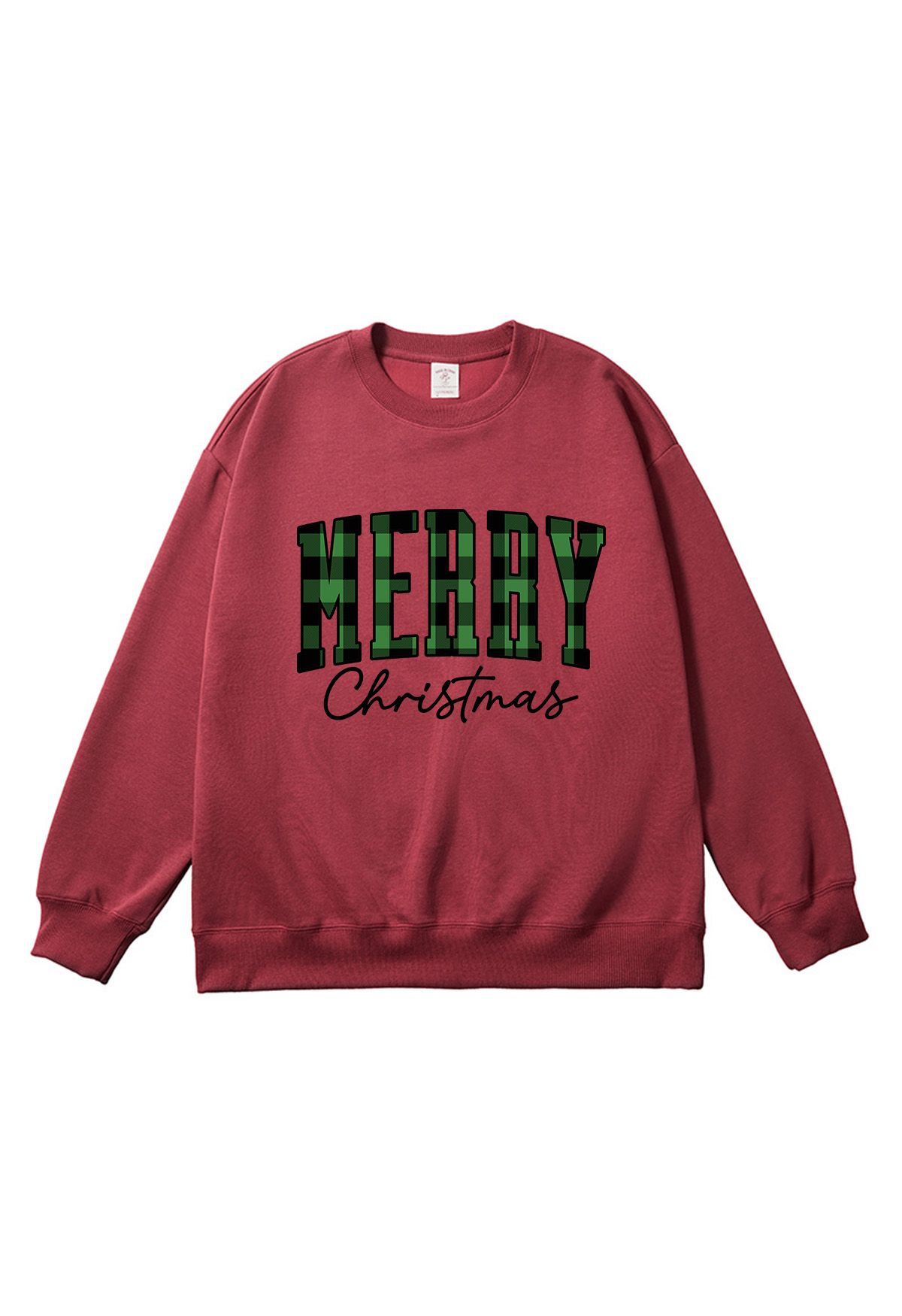 Green Check Letter Printed Sweatshirt