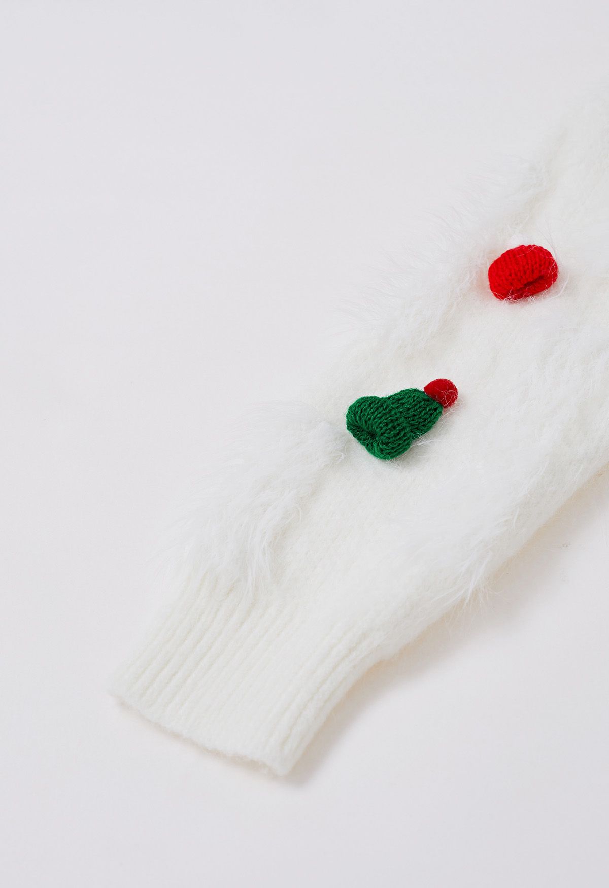 Christmas Elements Fluffy Knit Cardigan in White