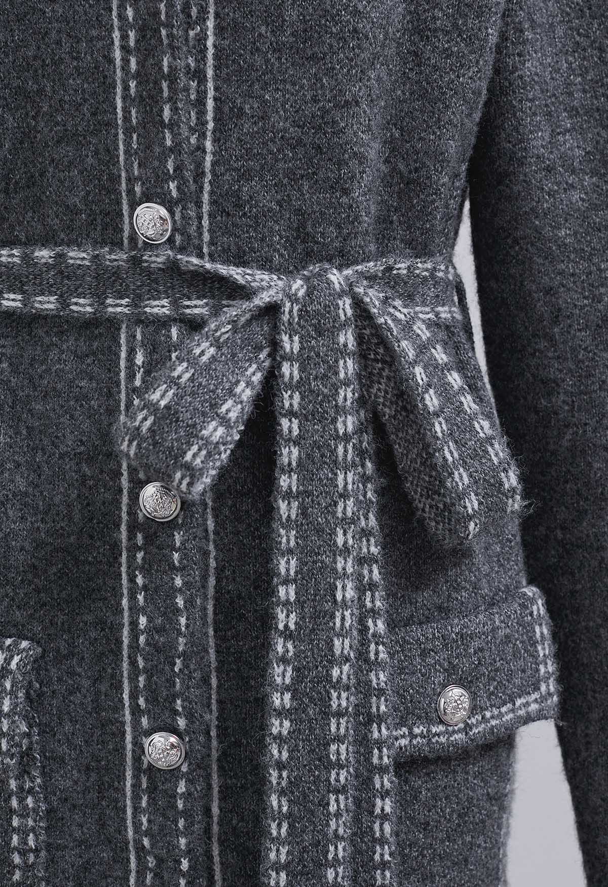 Tweed Belted Knit Dress