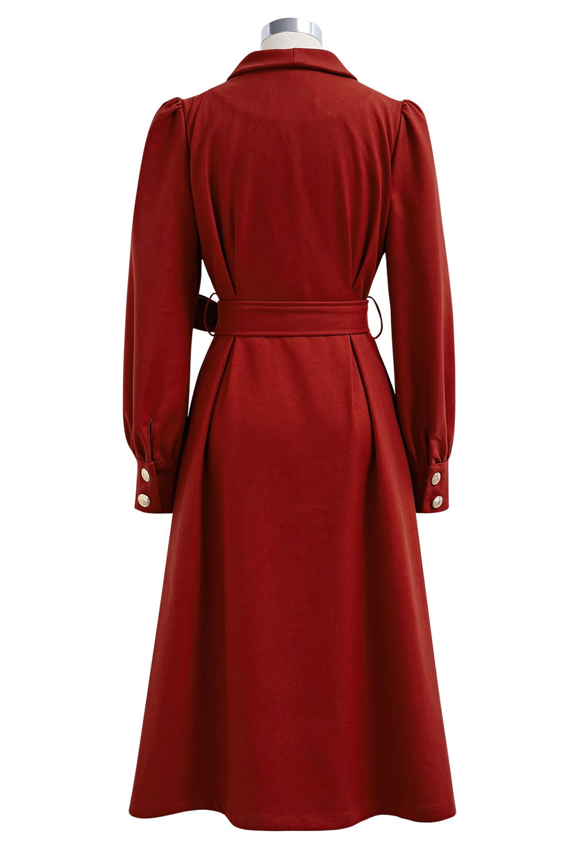 Opulent Double-Breasted Self-Tie Coat Dress