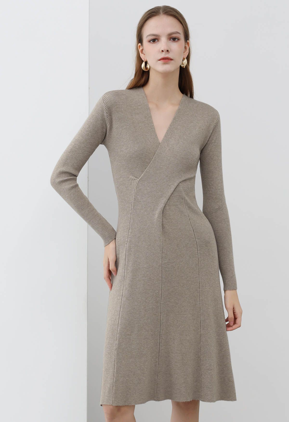 Criss Cross Waist Halter Knit Dress in Oatmeal - Retro, Indie and Unique  Fashion