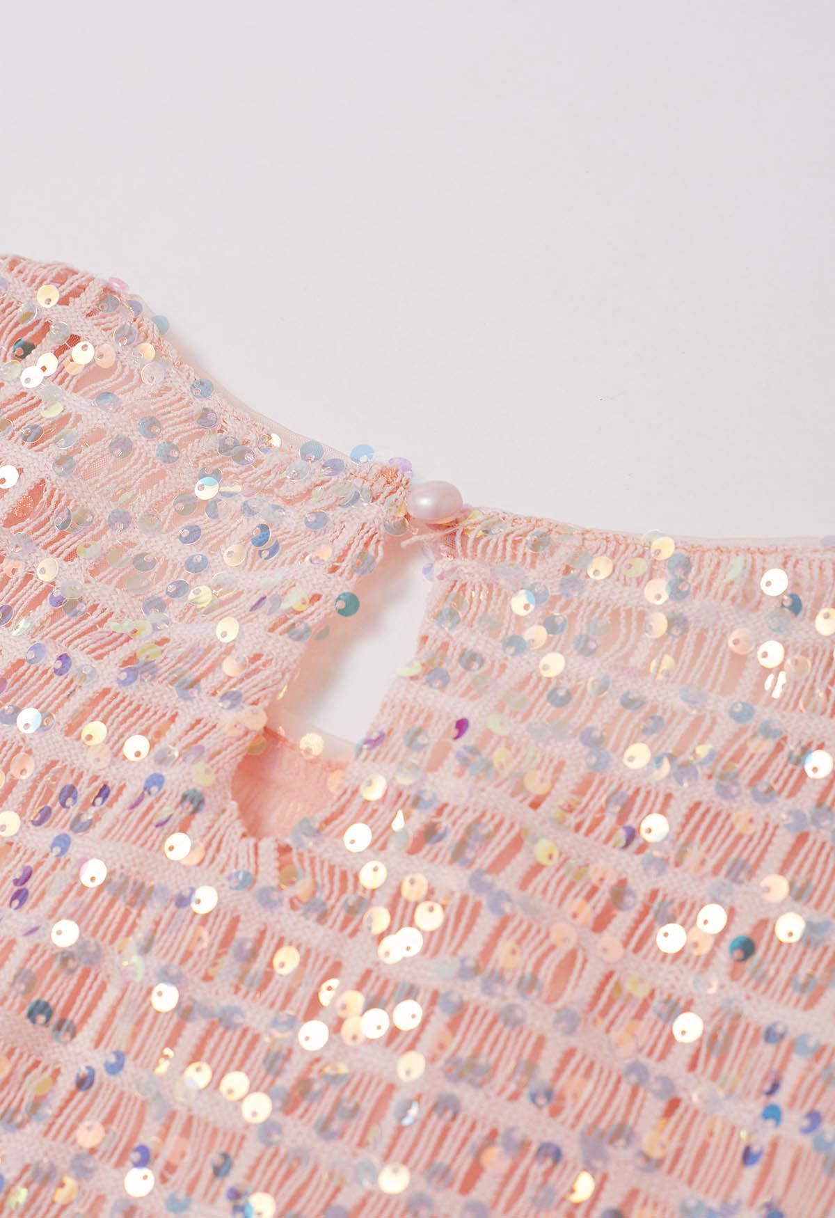 Full Sequin Tassel Hem Crop Top