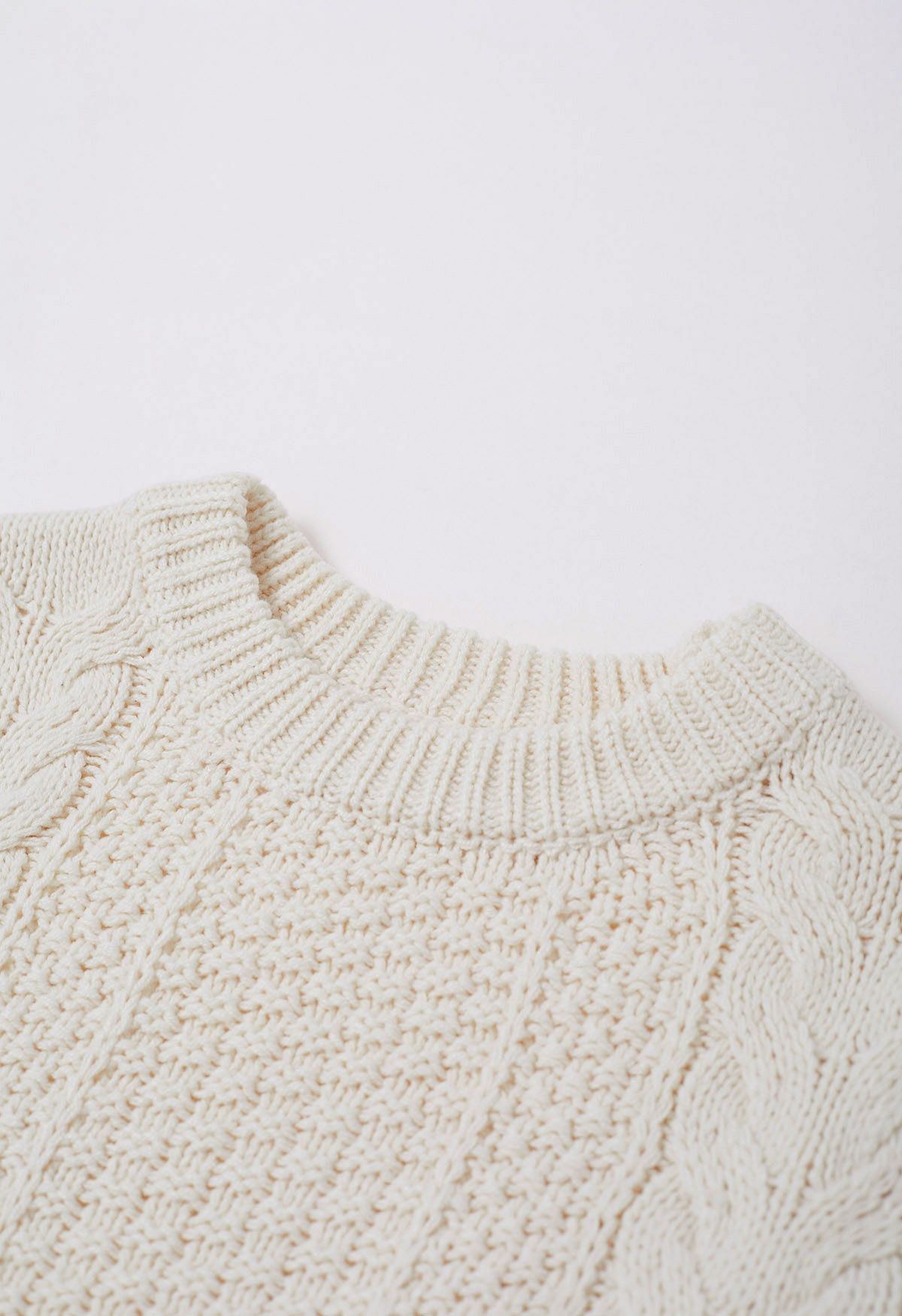 Classy Cable Knit Crop Sweater in Ivory