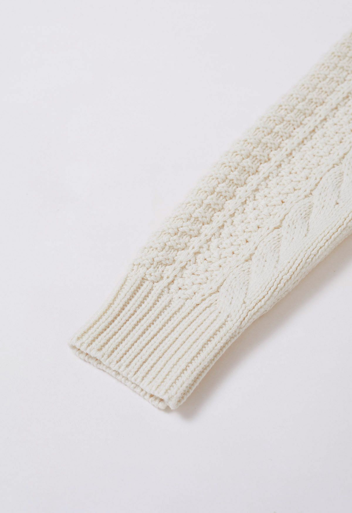 Classy Cable Knit Crop Sweater in Ivory