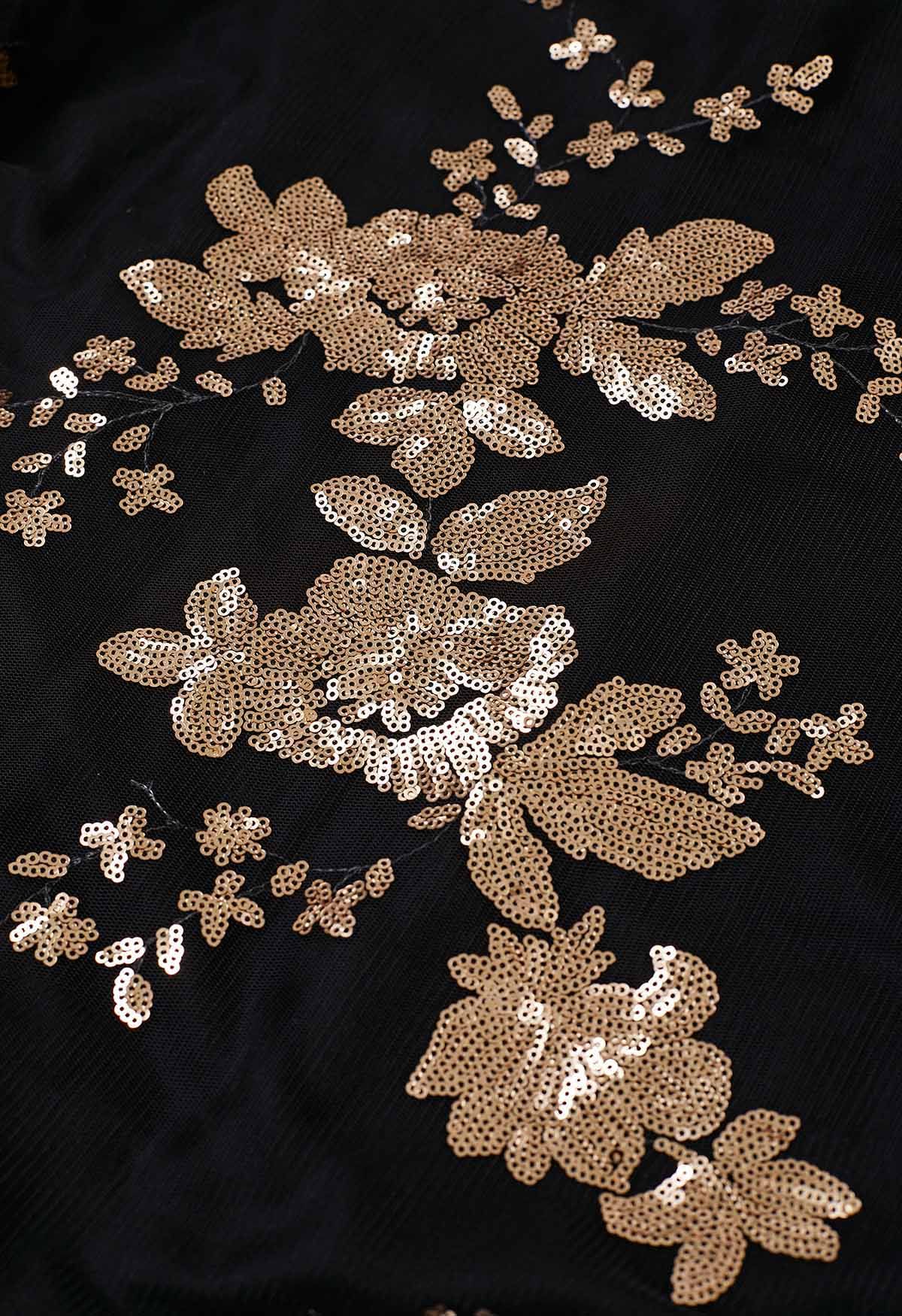 Sequin Flower Crisscross Back Tulle Cami Dress