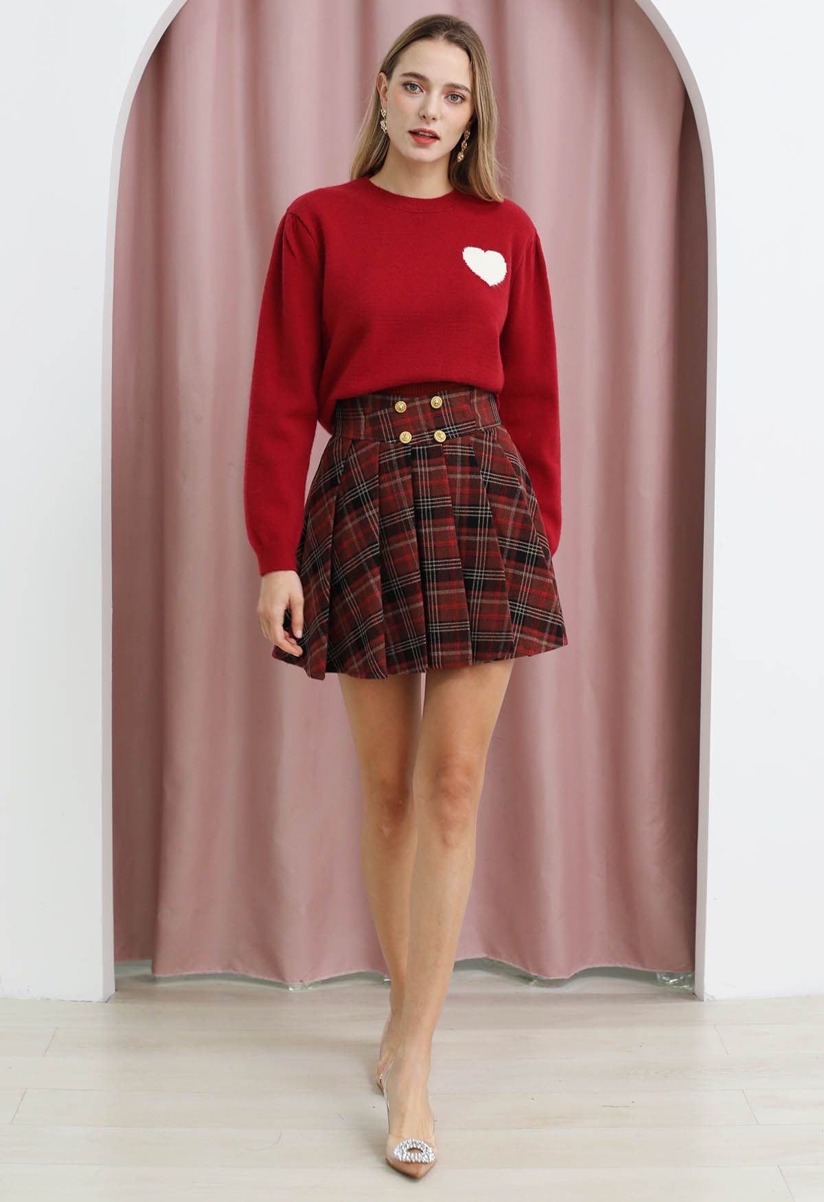 Sweet Heart Cozy Knit Sweater in Red