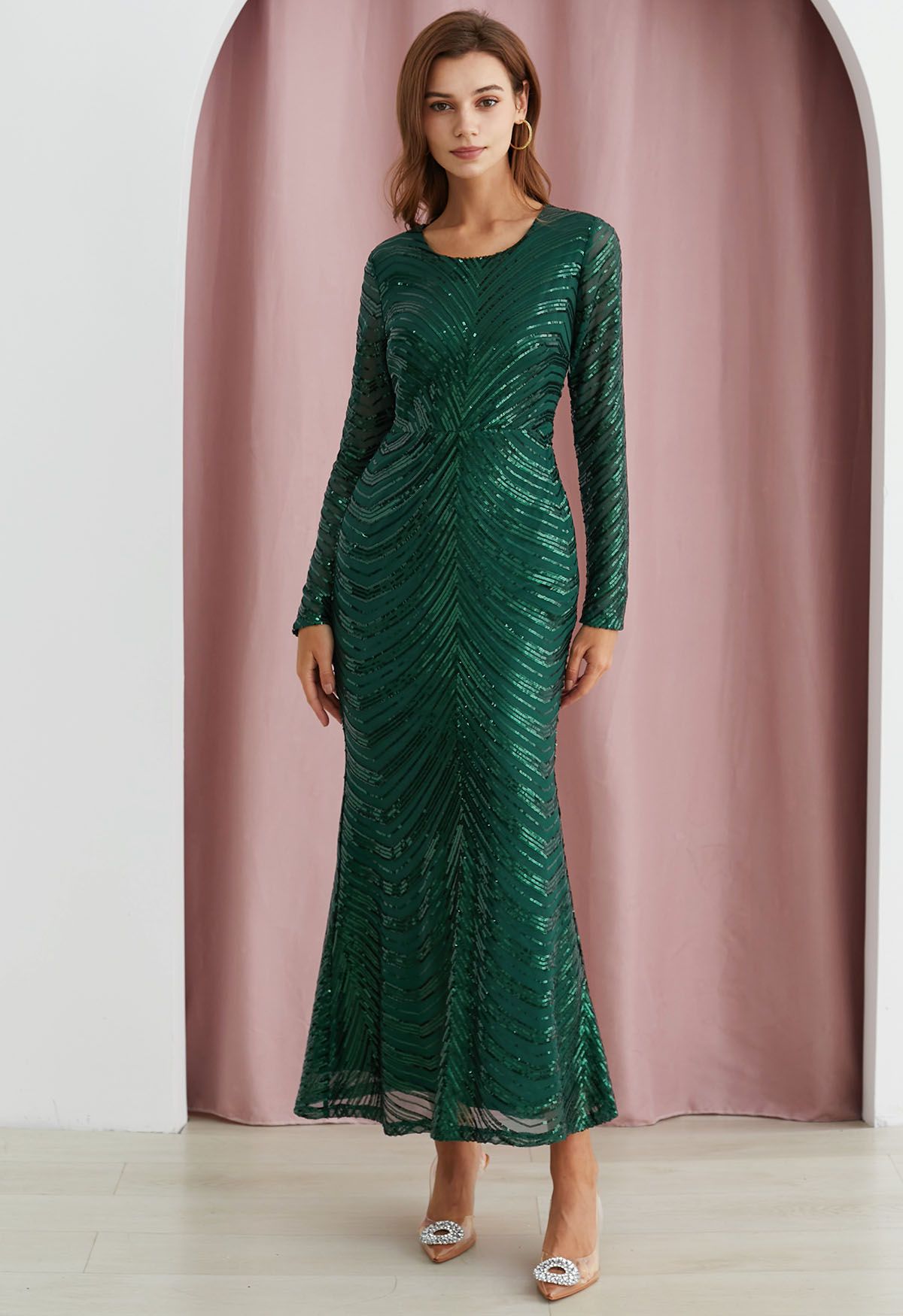 Dark Green Sequin Mermaid Gown