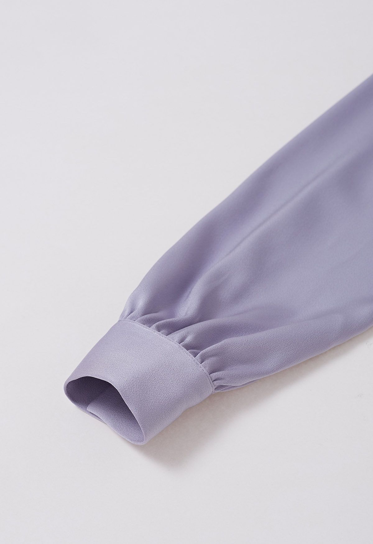 Pearl Neckline Glam Satin Top in Lilac