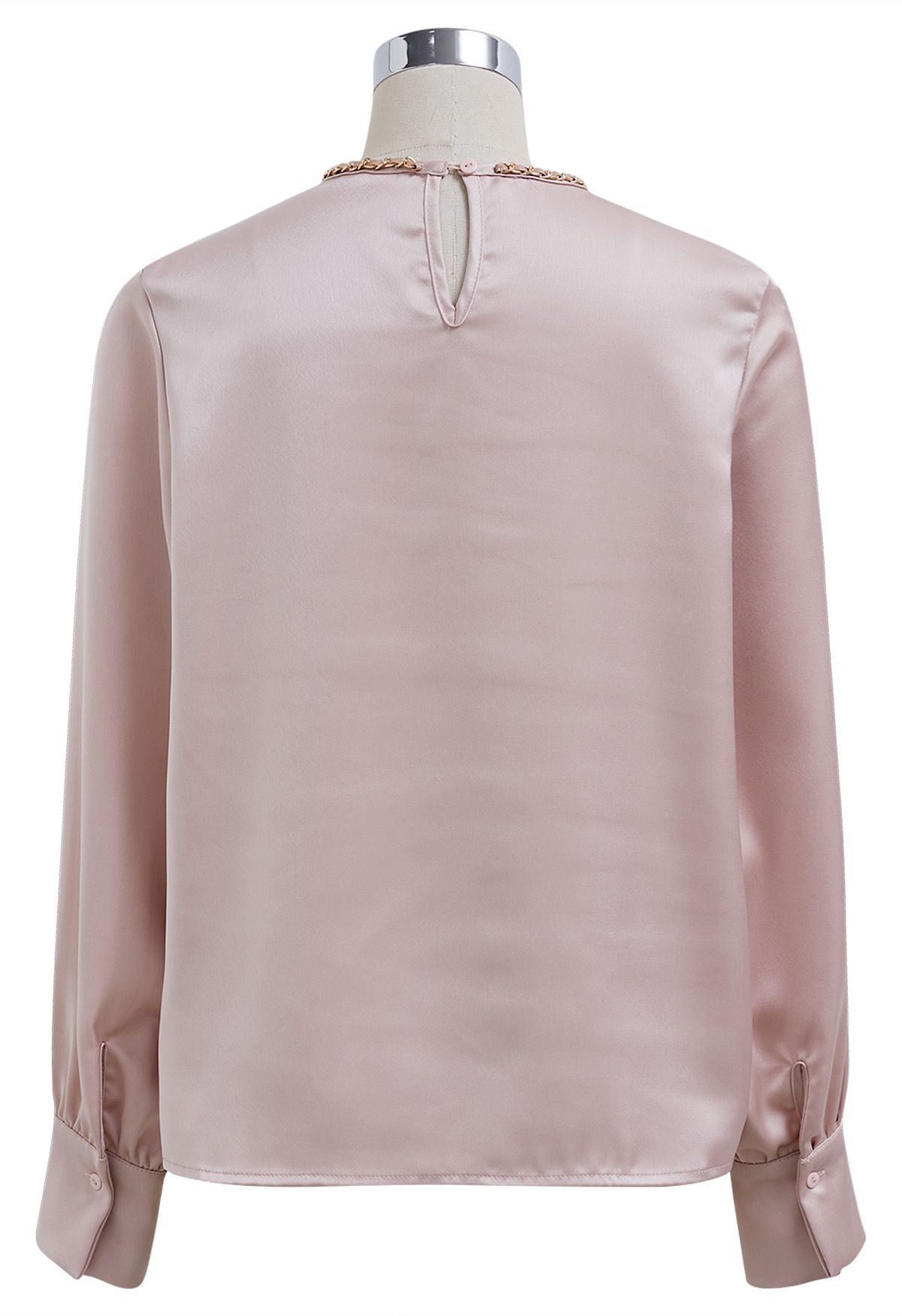 Tailored Chain Neck Satin Top in Pink