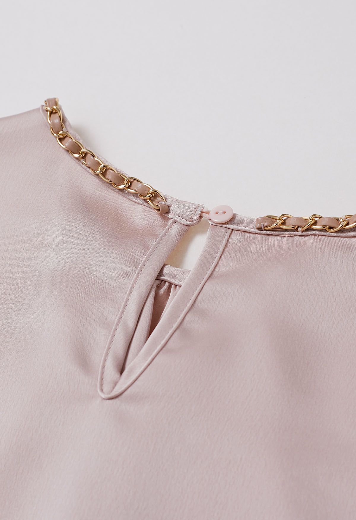 Tailored Chain Neck Satin Top in Pink