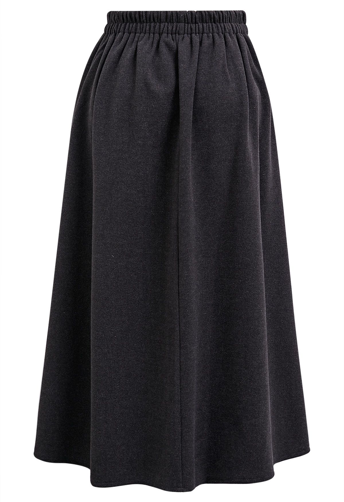 Solid Color Wool-Blend Pleated Midi Skirt in Smoke - Retro, Indie and ...