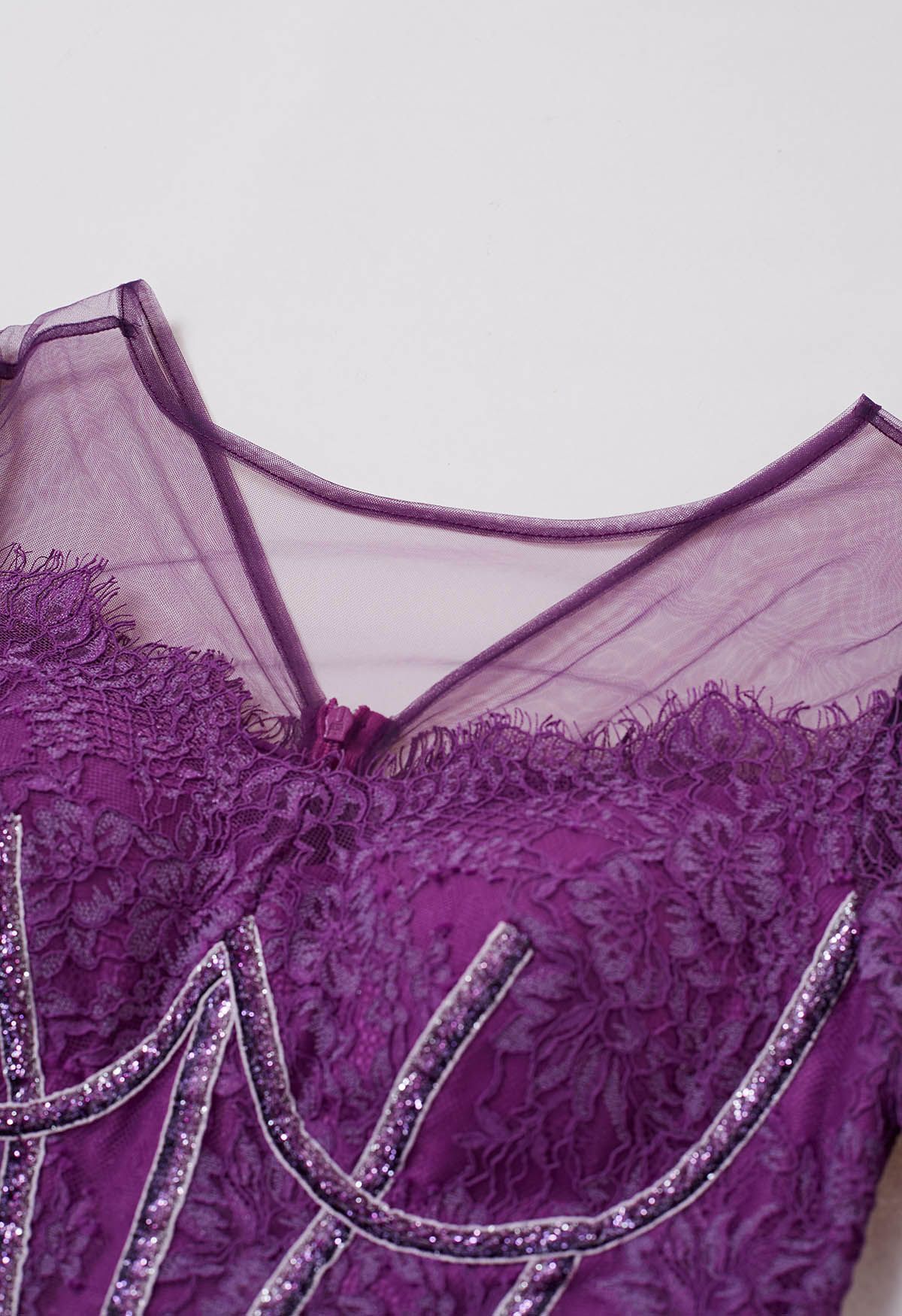 Purple Lace Strapless Corset Top
