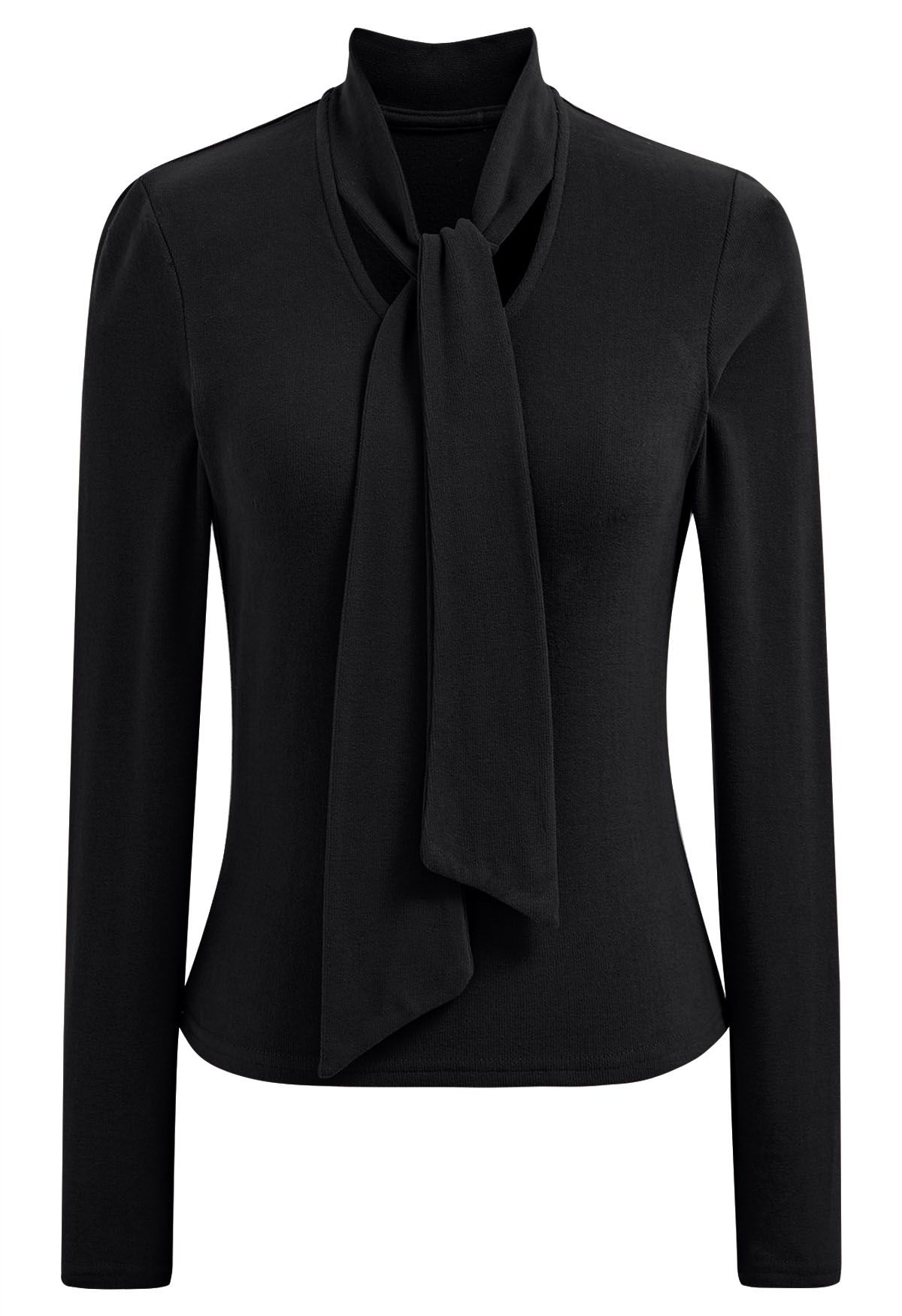 Chic Tie-Neck Soft Top in Black