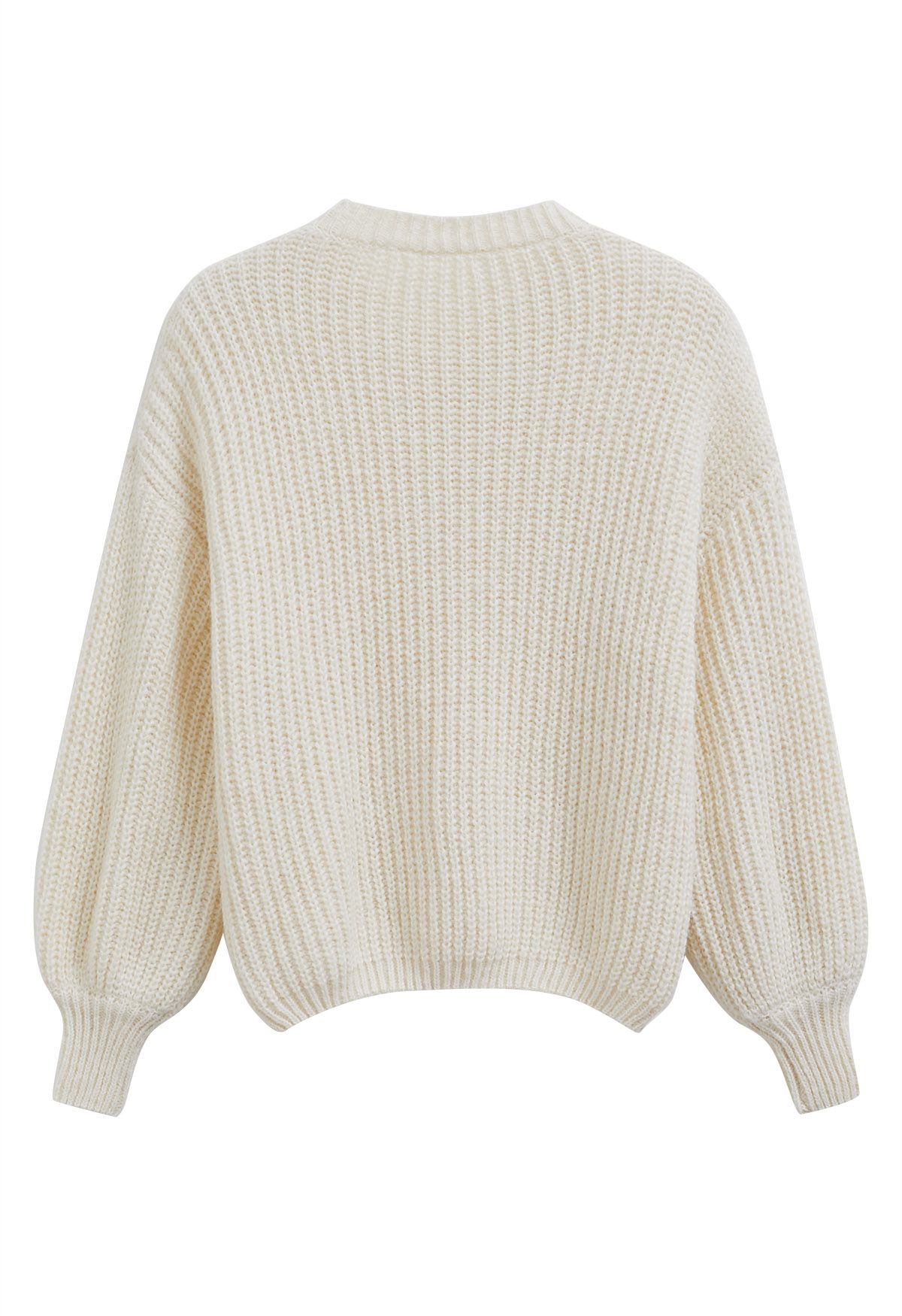 Solid Color Rib Knit Sweater in Ivory - Retro, Indie and Unique 