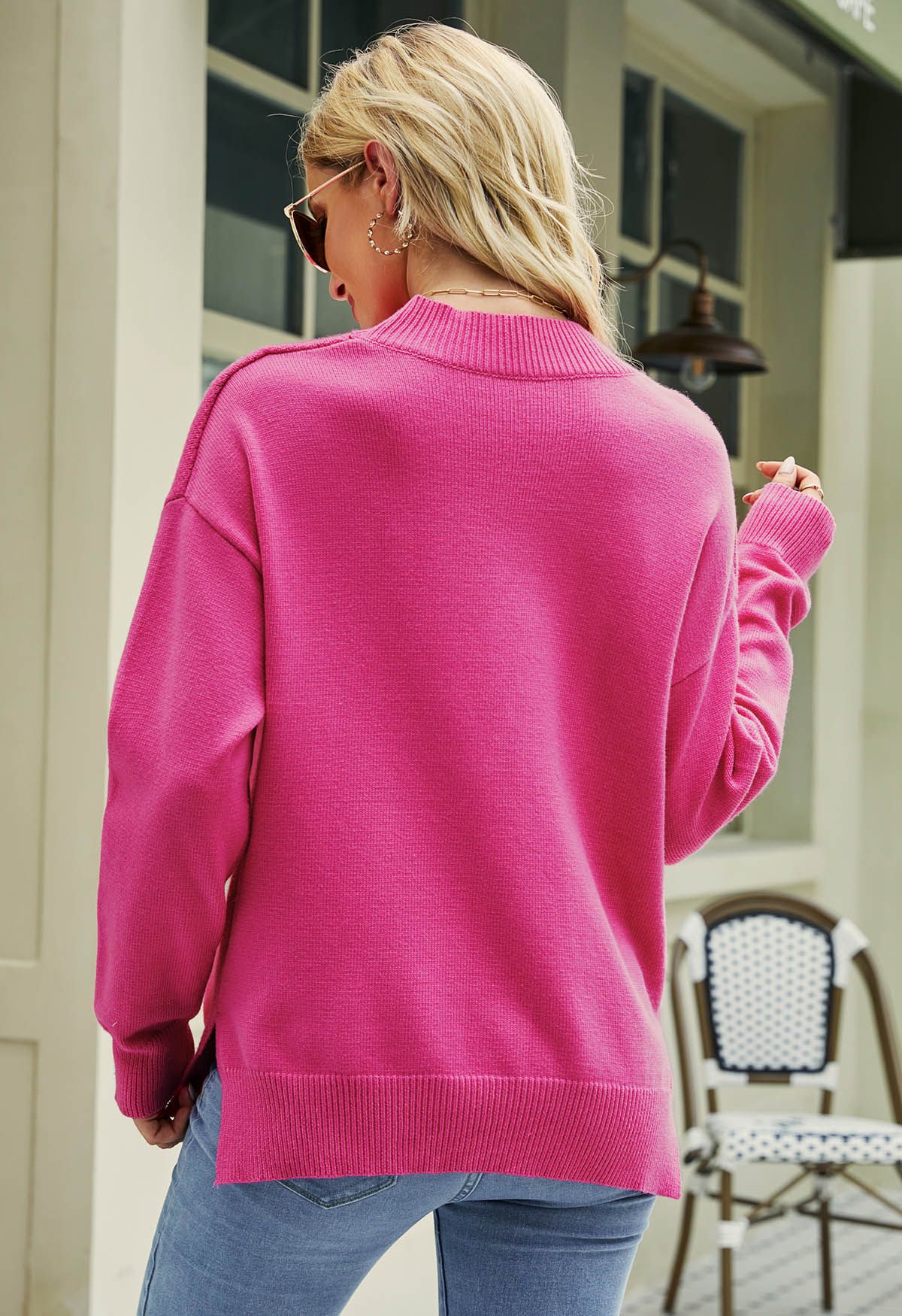 Boston Chill Eyelash Knit Sweater In Hot Pink • Impressions Online