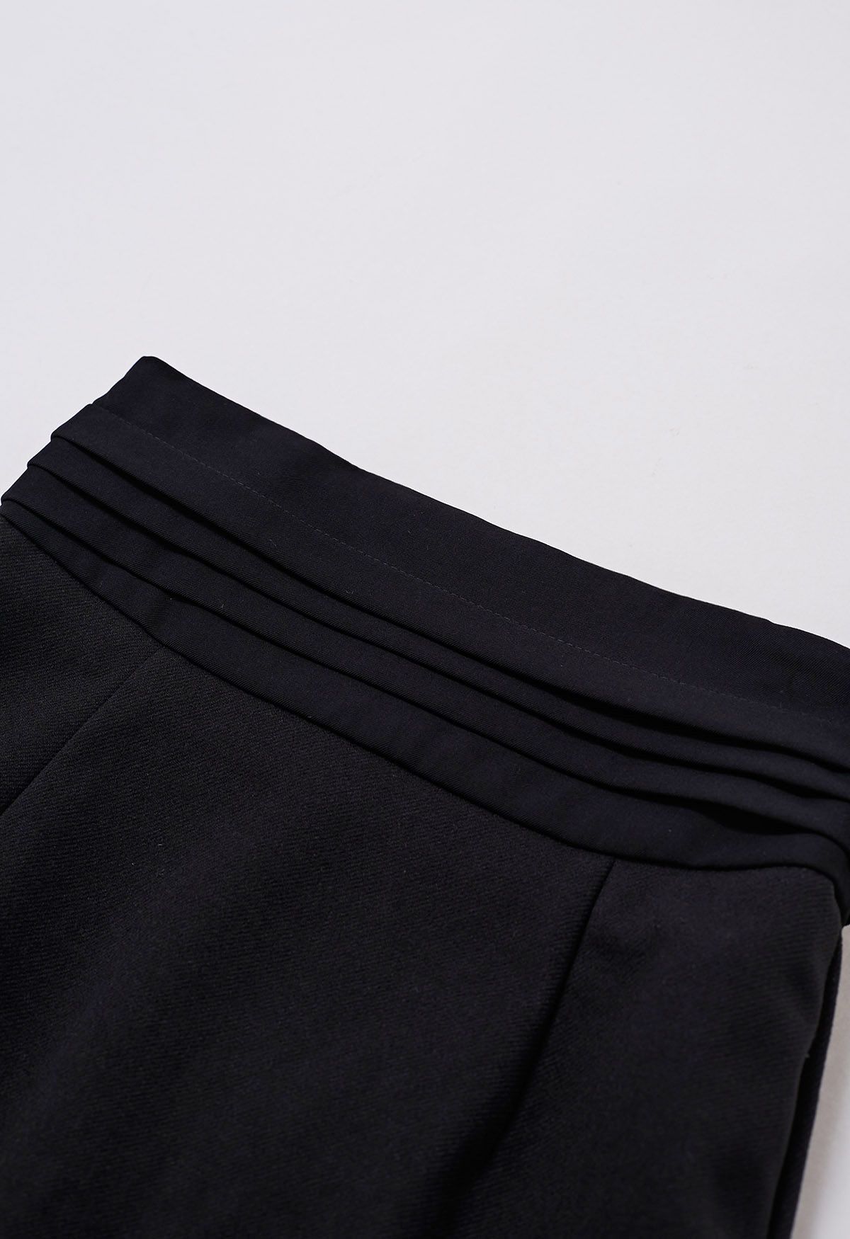 Pintuck High Waist Pencil Skirt in Black