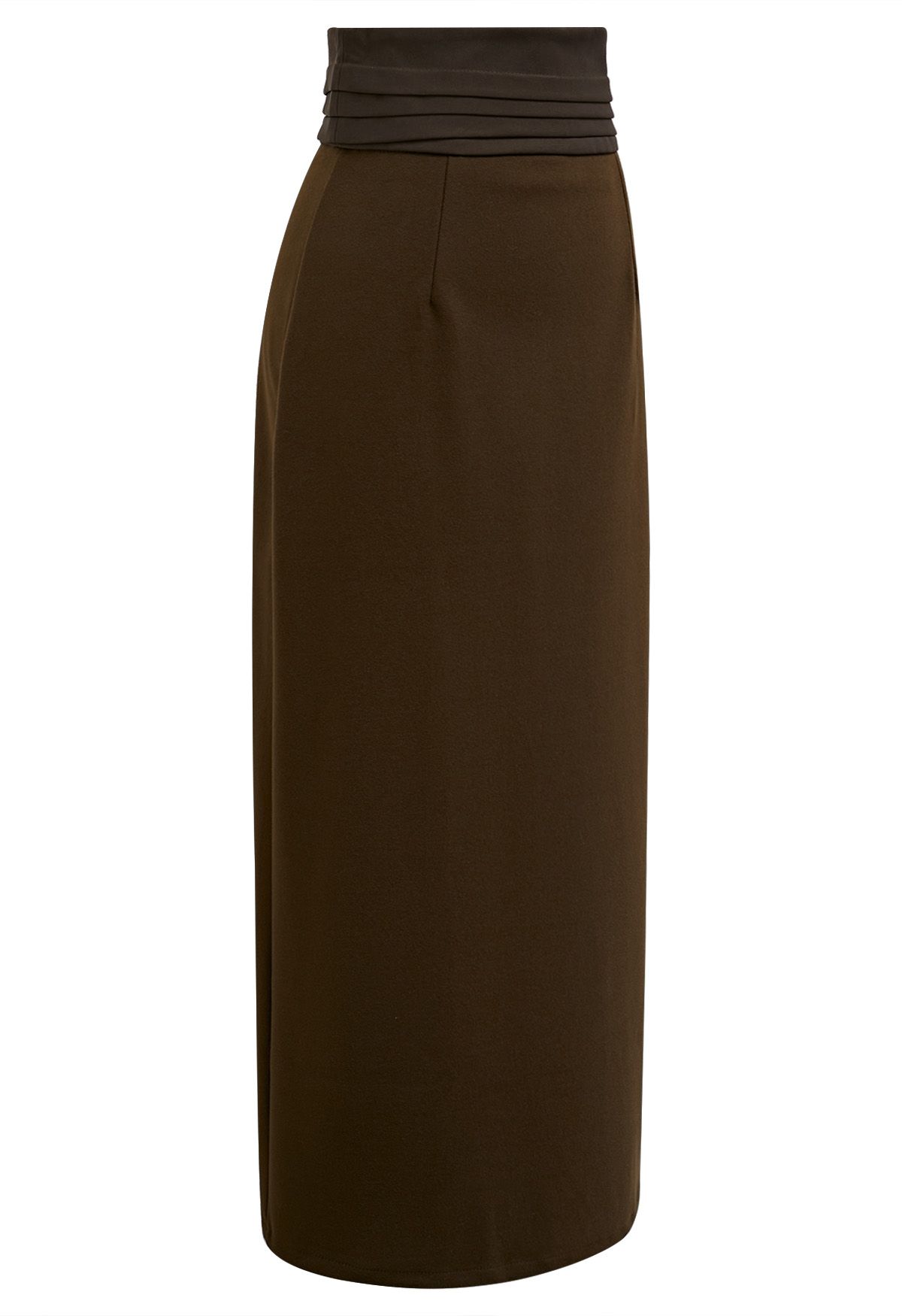 Pintuck High Waist Pencil Skirt in Olive - Retro, Indie and Unique Fashion