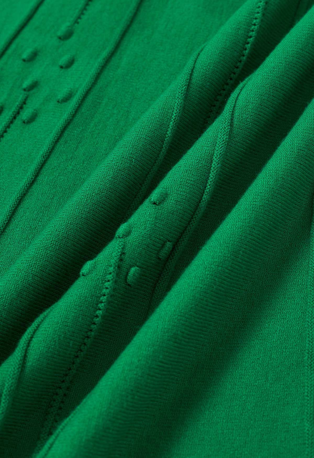 Embossed Dots Seam Knit Midi Skirt in Green - Retro, Indie and Unique 