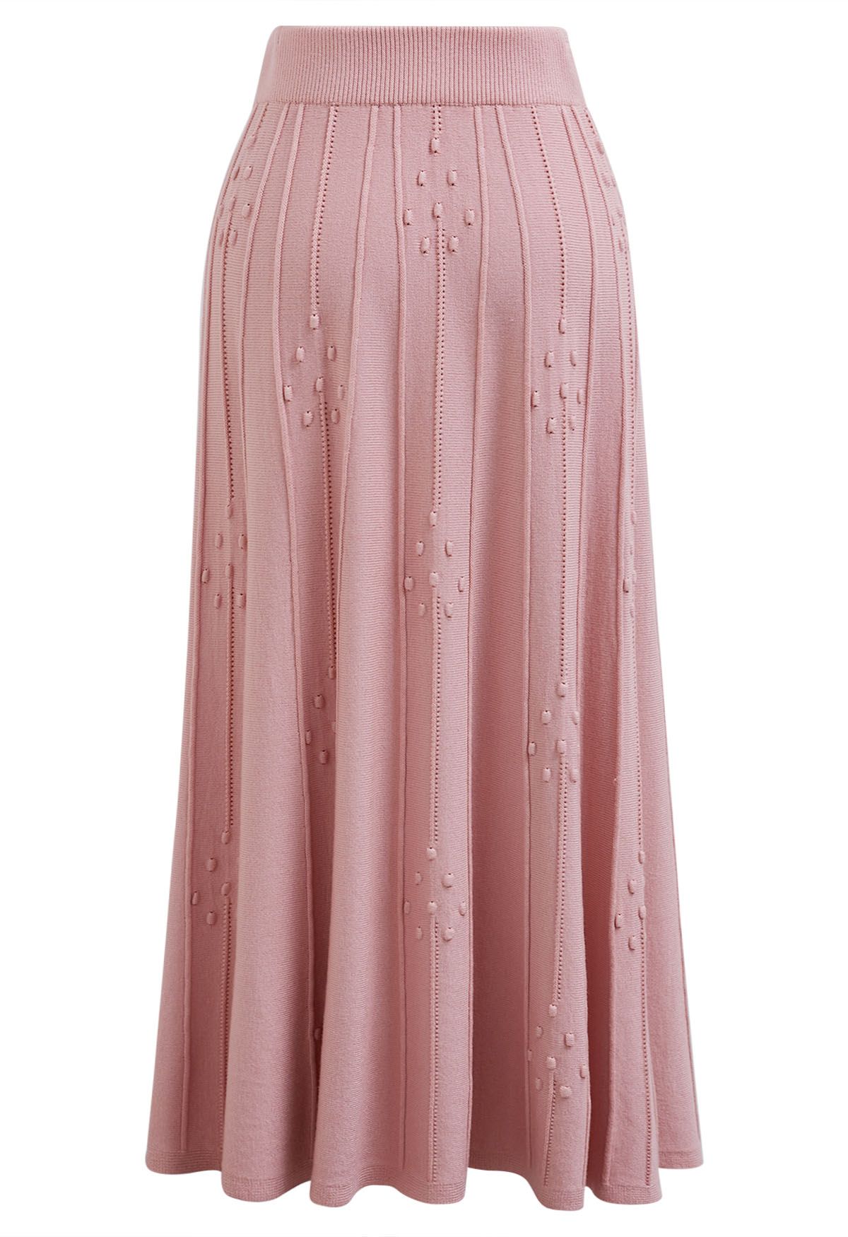 Embossed Dots Seam Knit Midi Skirt in Pink - Retro, Indie and Unique ...